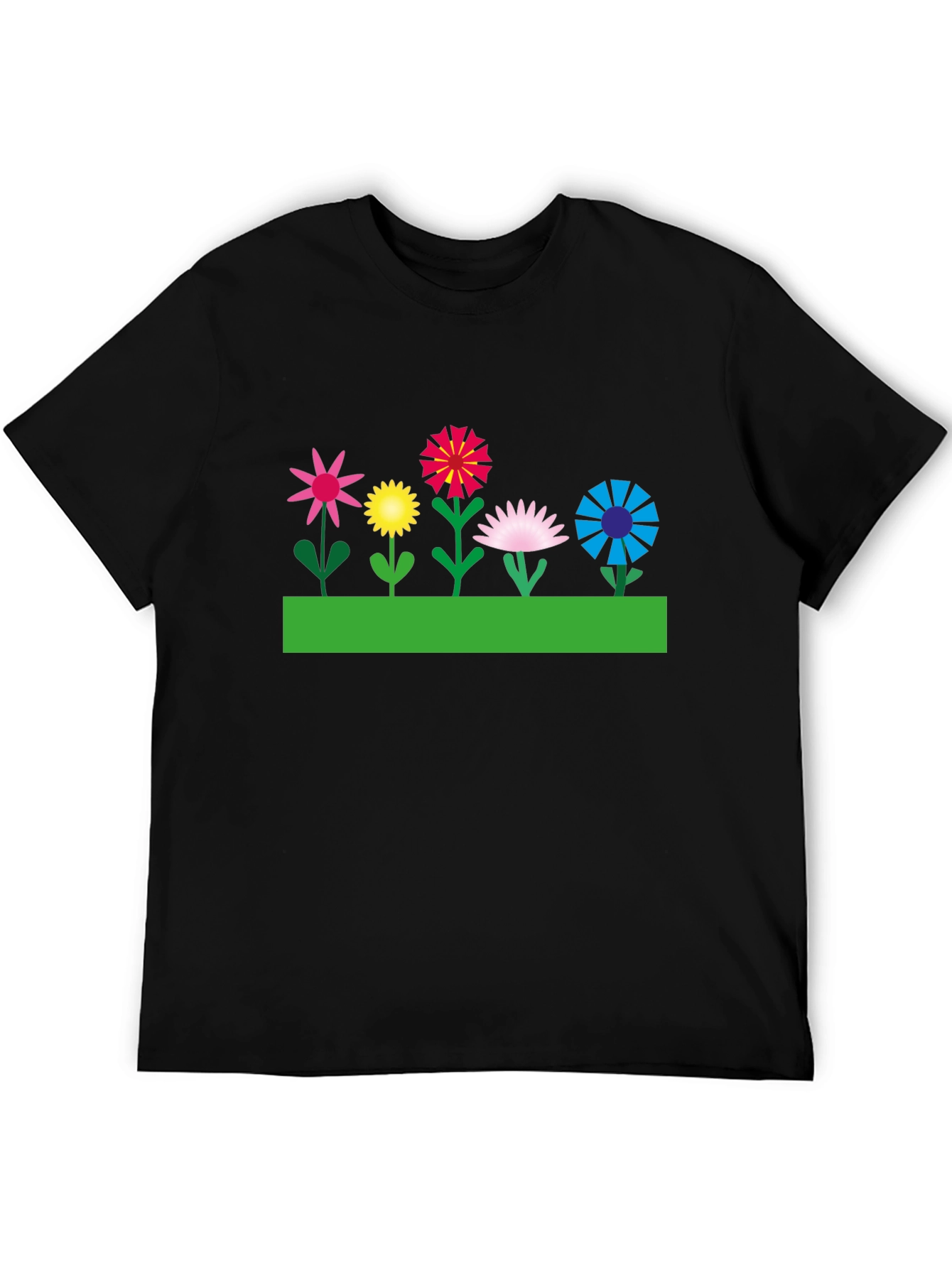 Floral Graphic T-Shirt - Black Cotton Tee