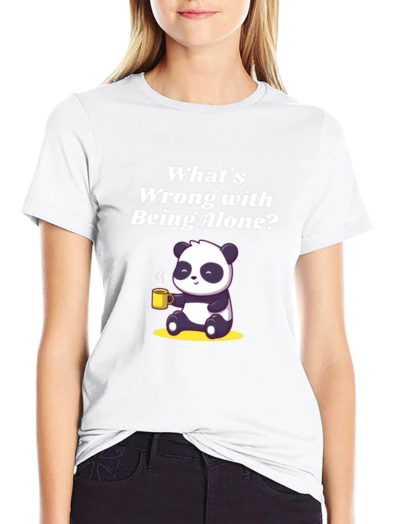 Alone Panda Graphic Tee - Relaxed Fit Black T-Shirt