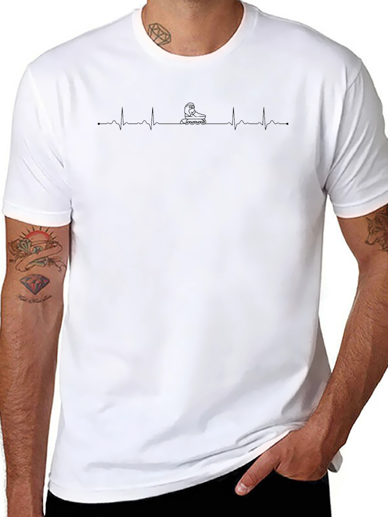 Roller Skate Heartbeat Graphic T-Shirt