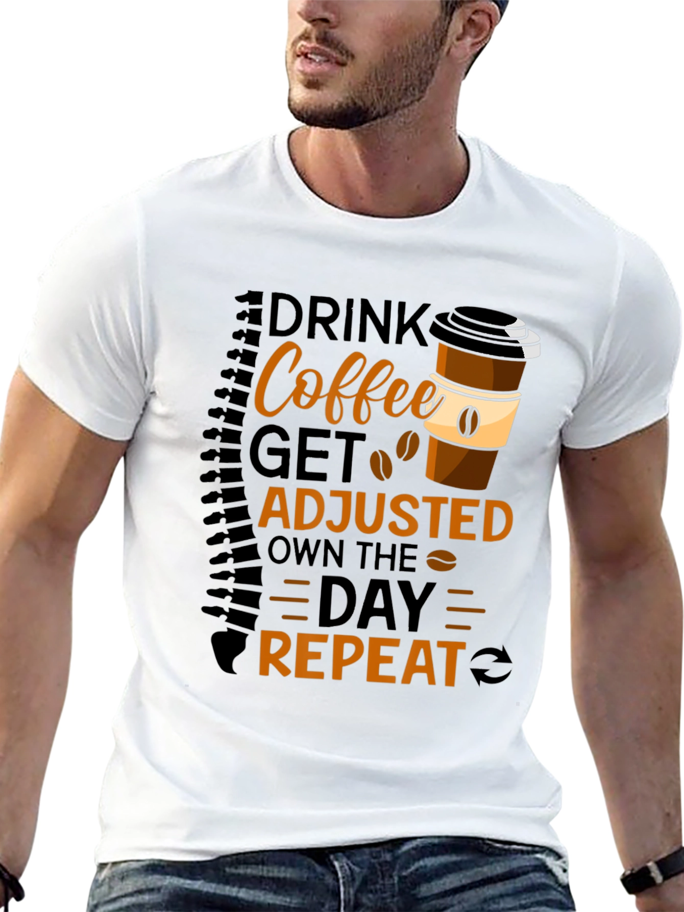 Drink Coffee Get Adjusted Repeat Graphic Tee