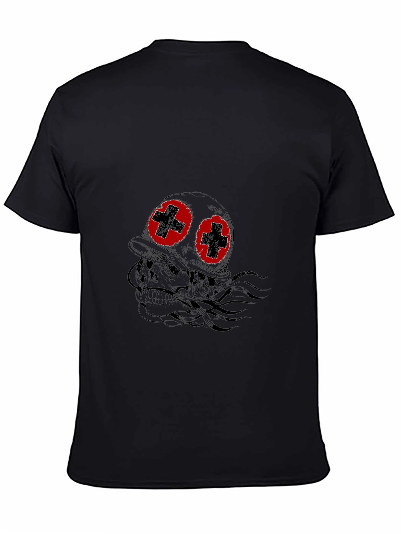 Skull with Helmet T-Shirt - Edgy Graphic Tee
