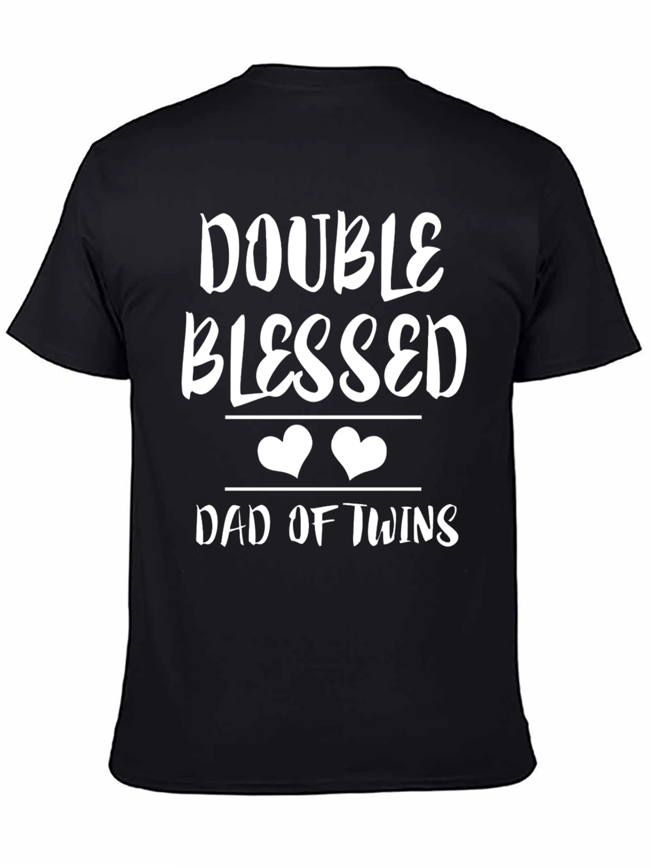 Double Blessed Dad of Twins T-Shirt - Black