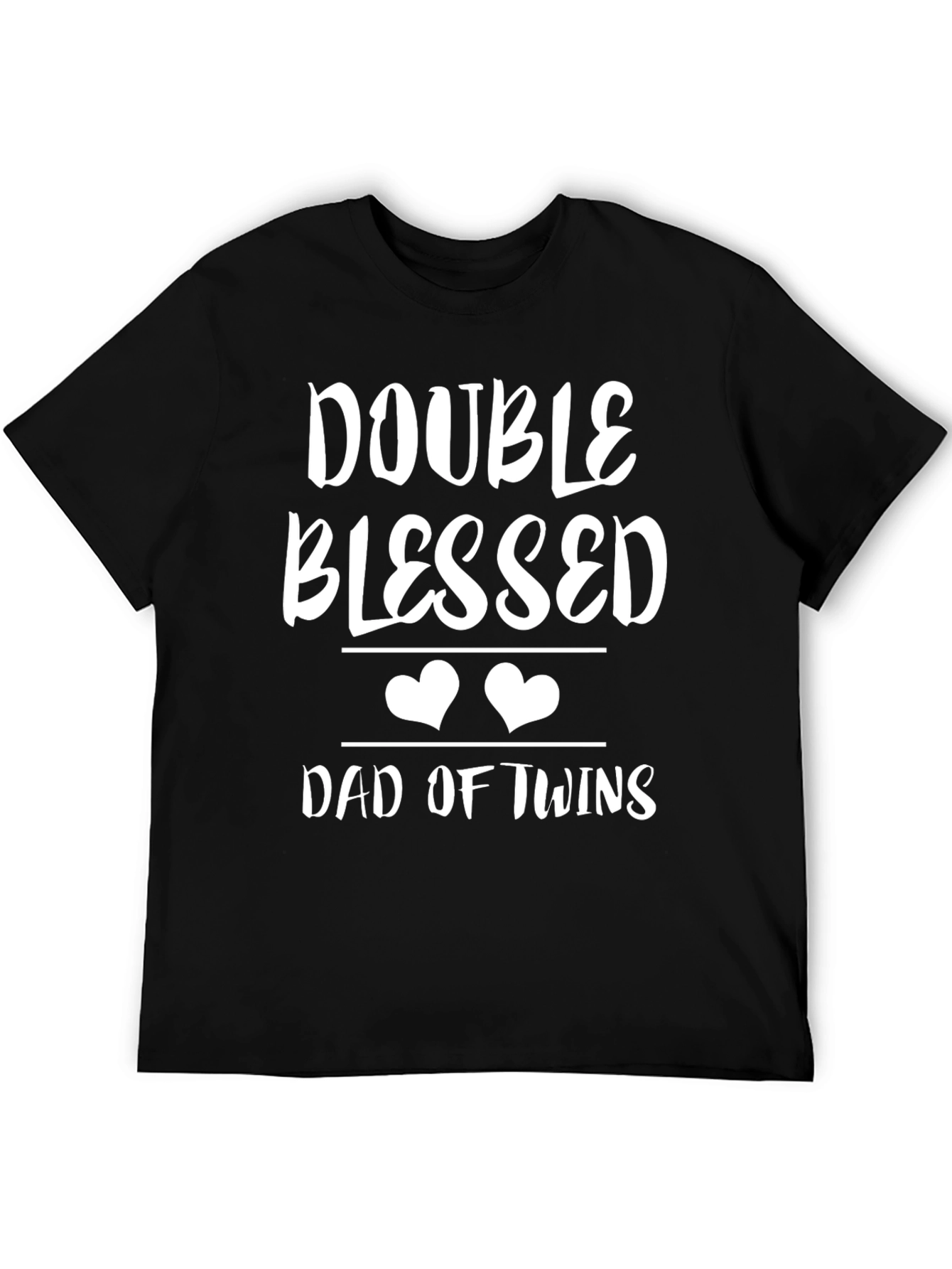 Double Blessed Dad of Twins T-Shirt - Black