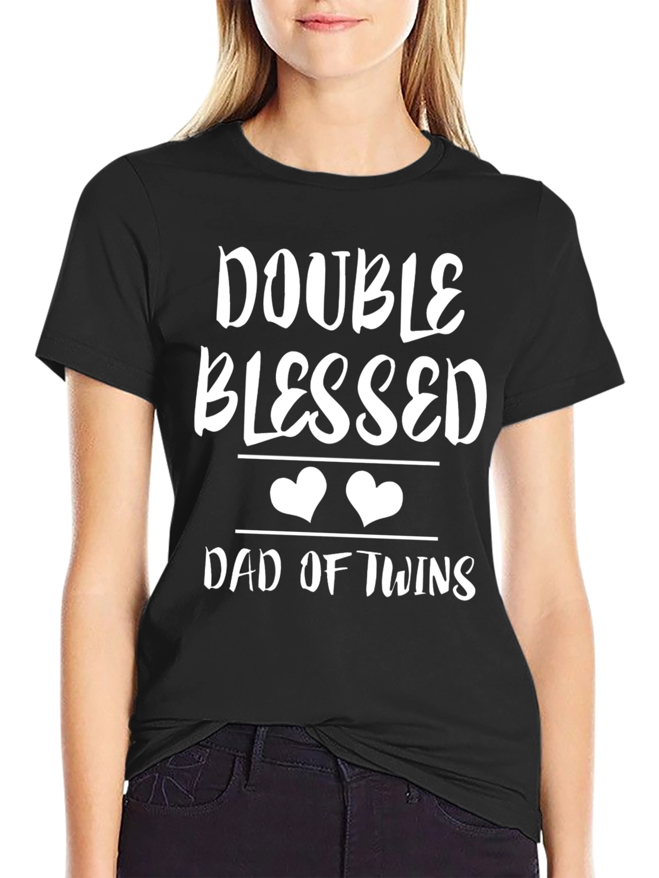 Double Blessed Dad of Twins T-Shirt - Black