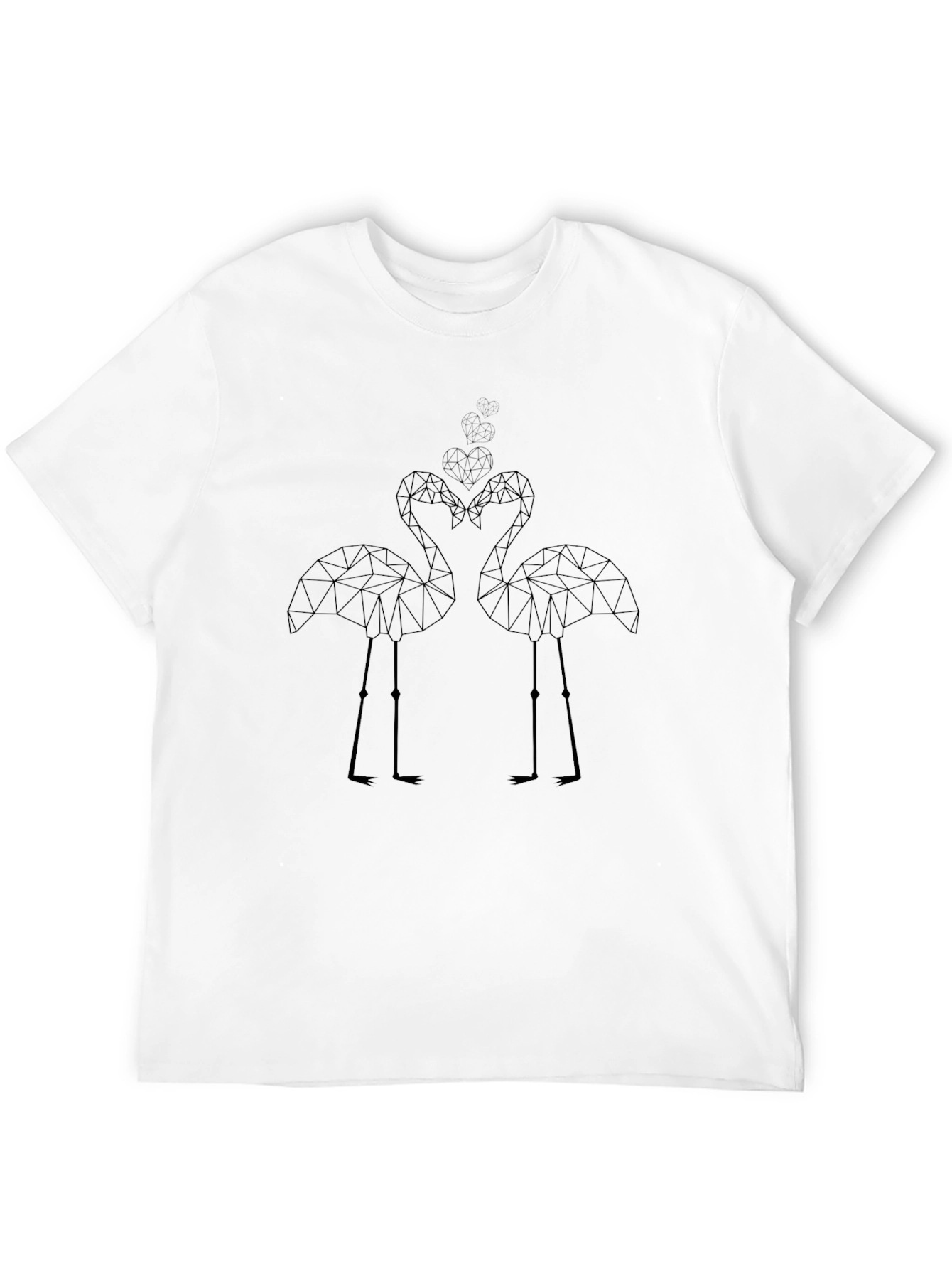 Geometric Flamingo Couple Black Tee