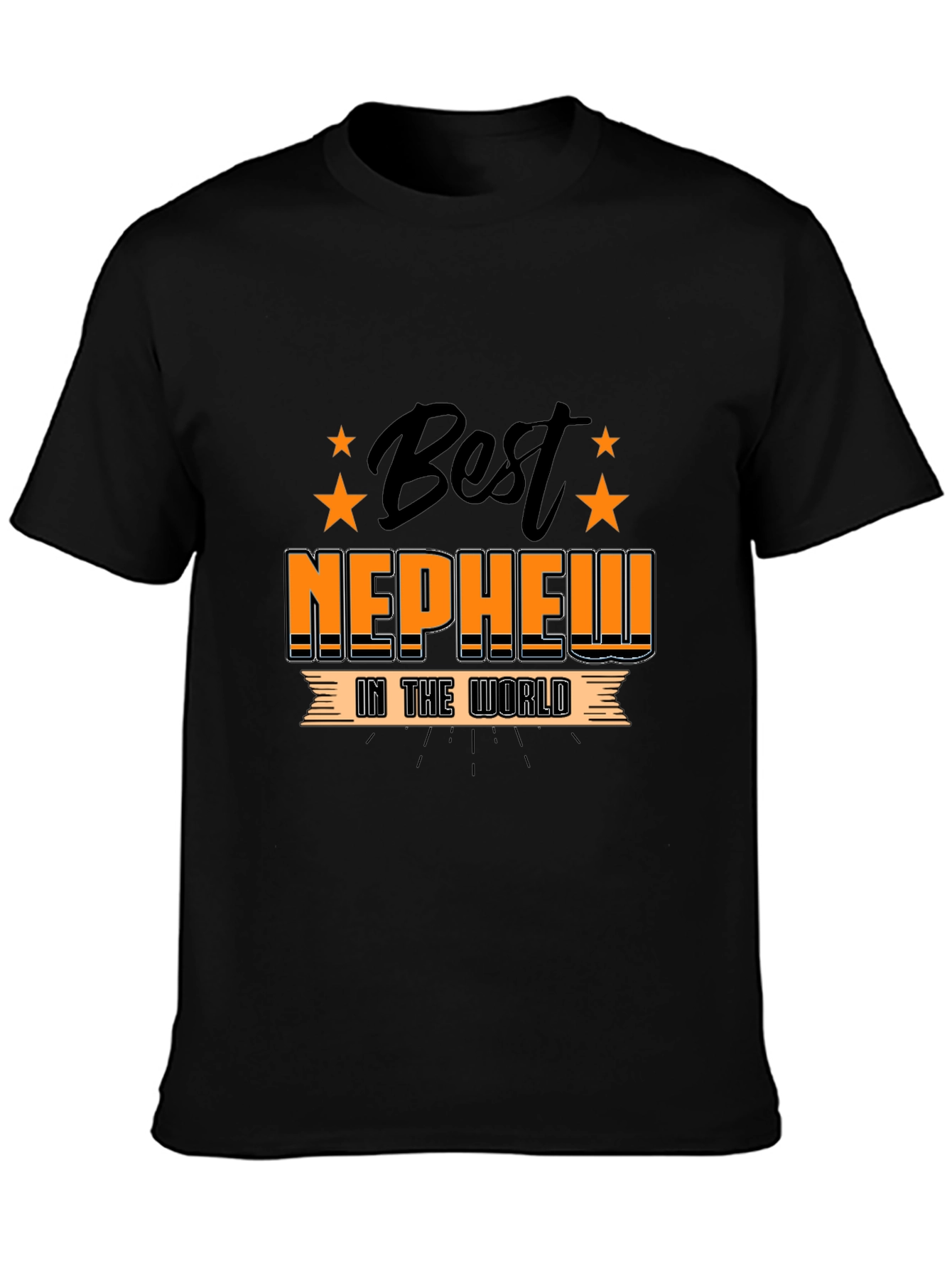 Best Nephew in the World Black Graphic T-Shirt