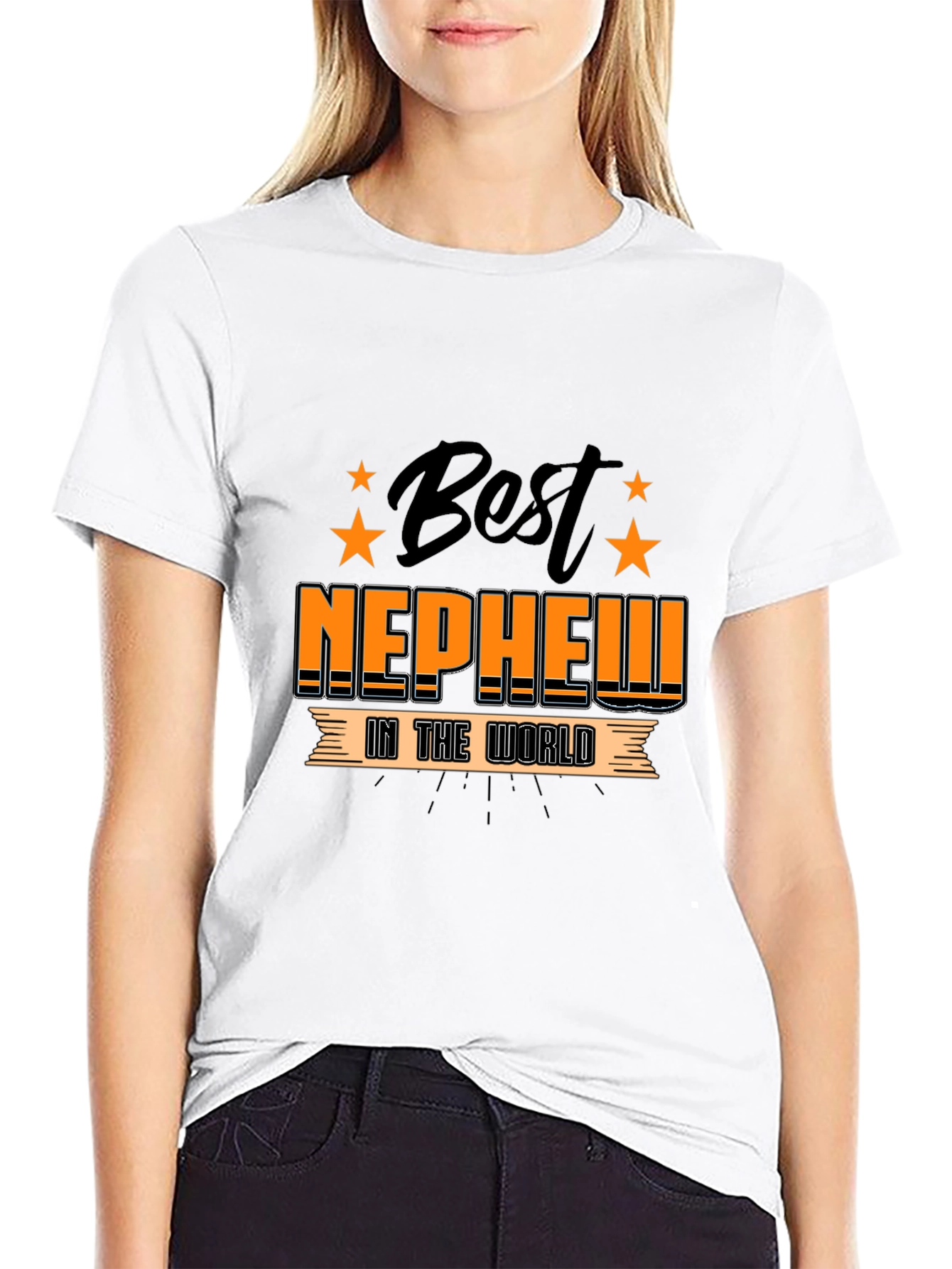Best Nephew in the World Black Graphic T-Shirt