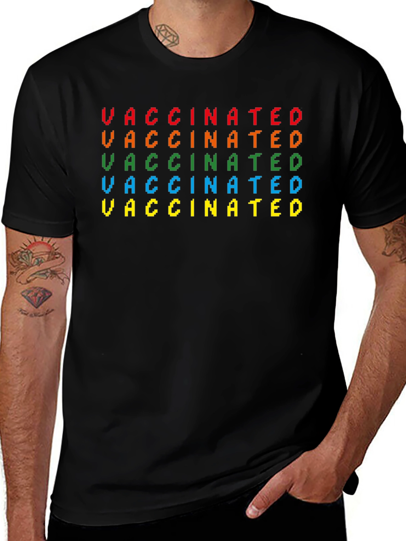 Vaccinated Pixel Art Graphic T-Shirt