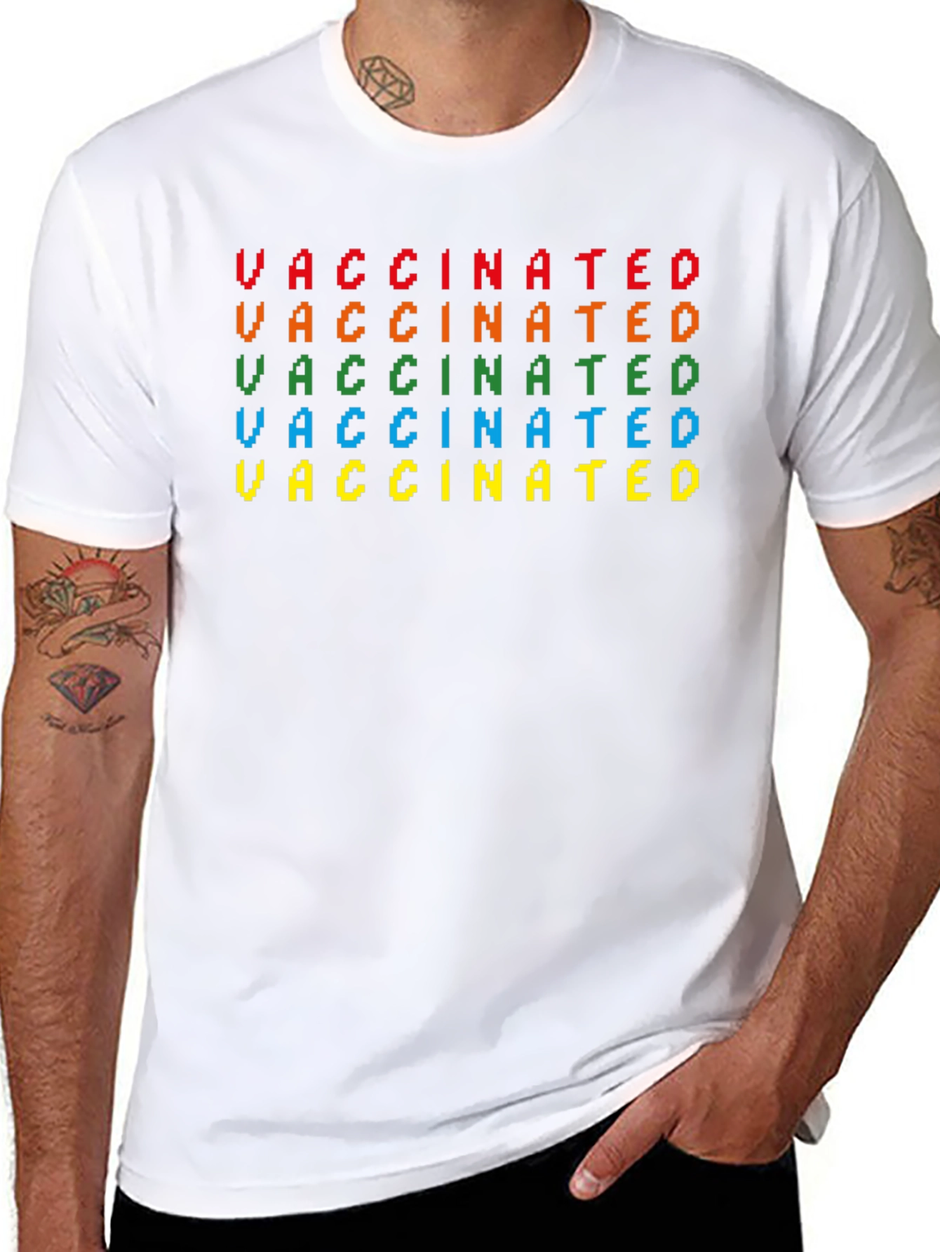 Vaccinated Pixel Art Graphic T-Shirt