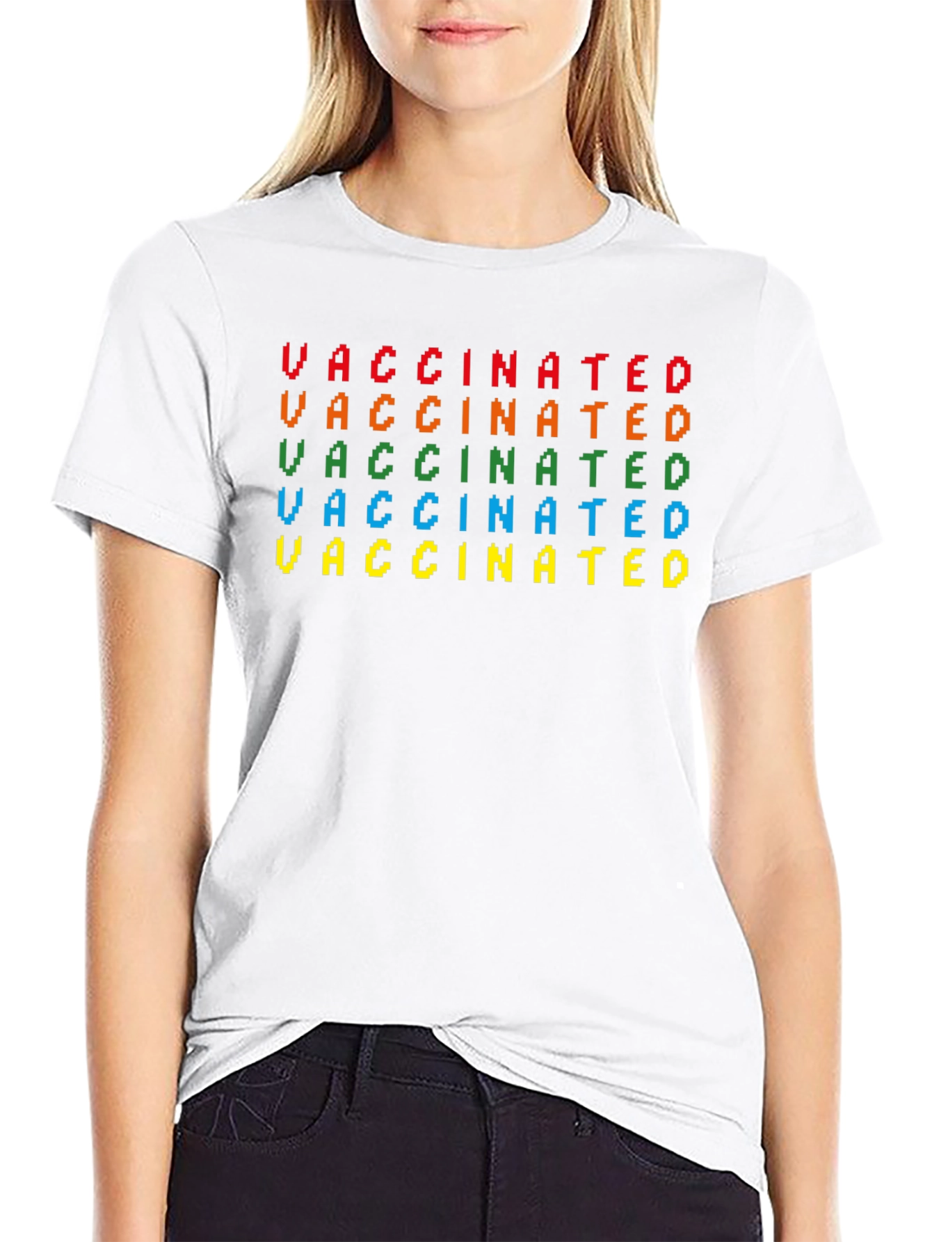 Vaccinated Pixel Art Graphic T-Shirt
