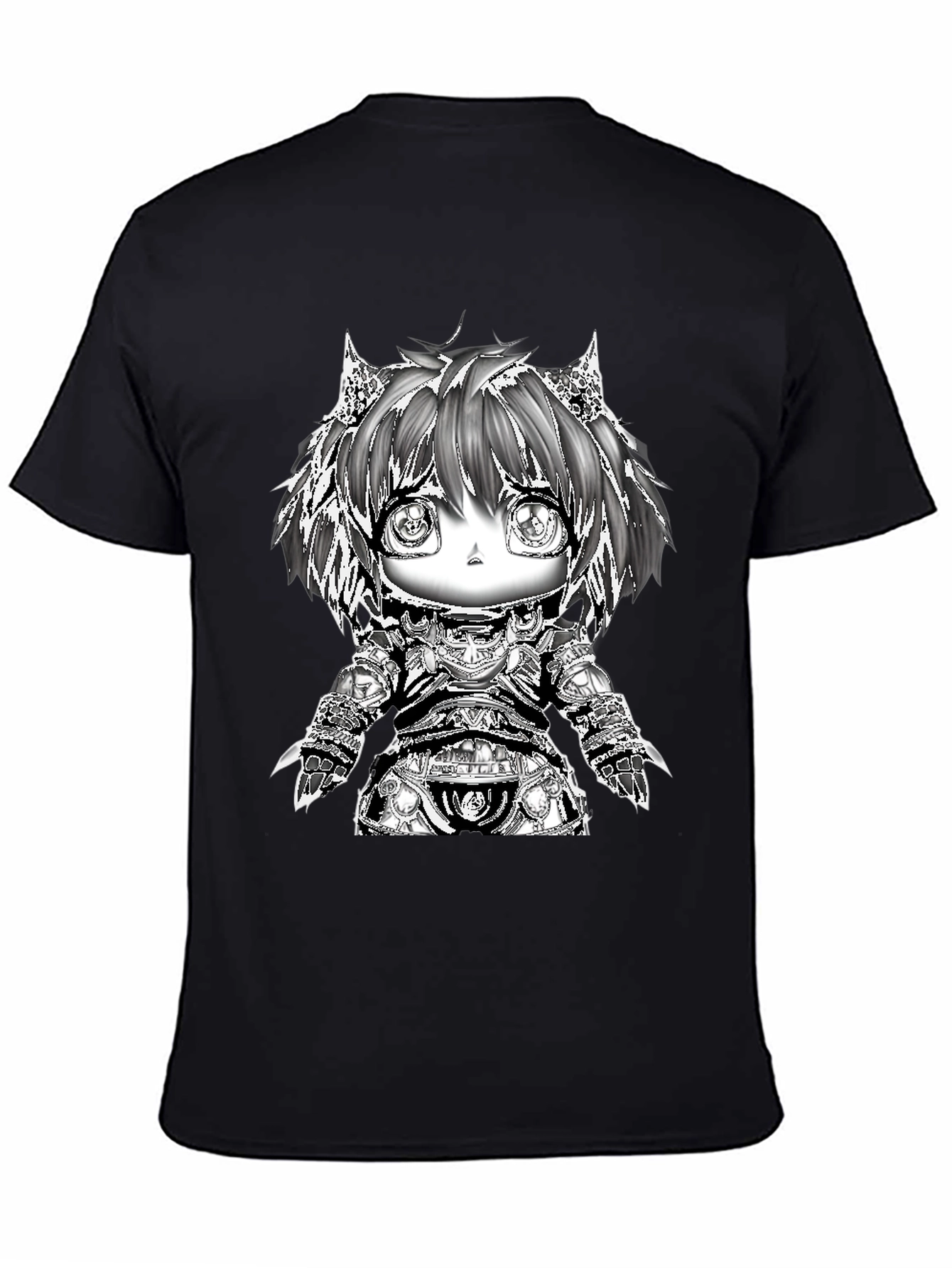 Anime Warrior Chibi Black T-Shirt