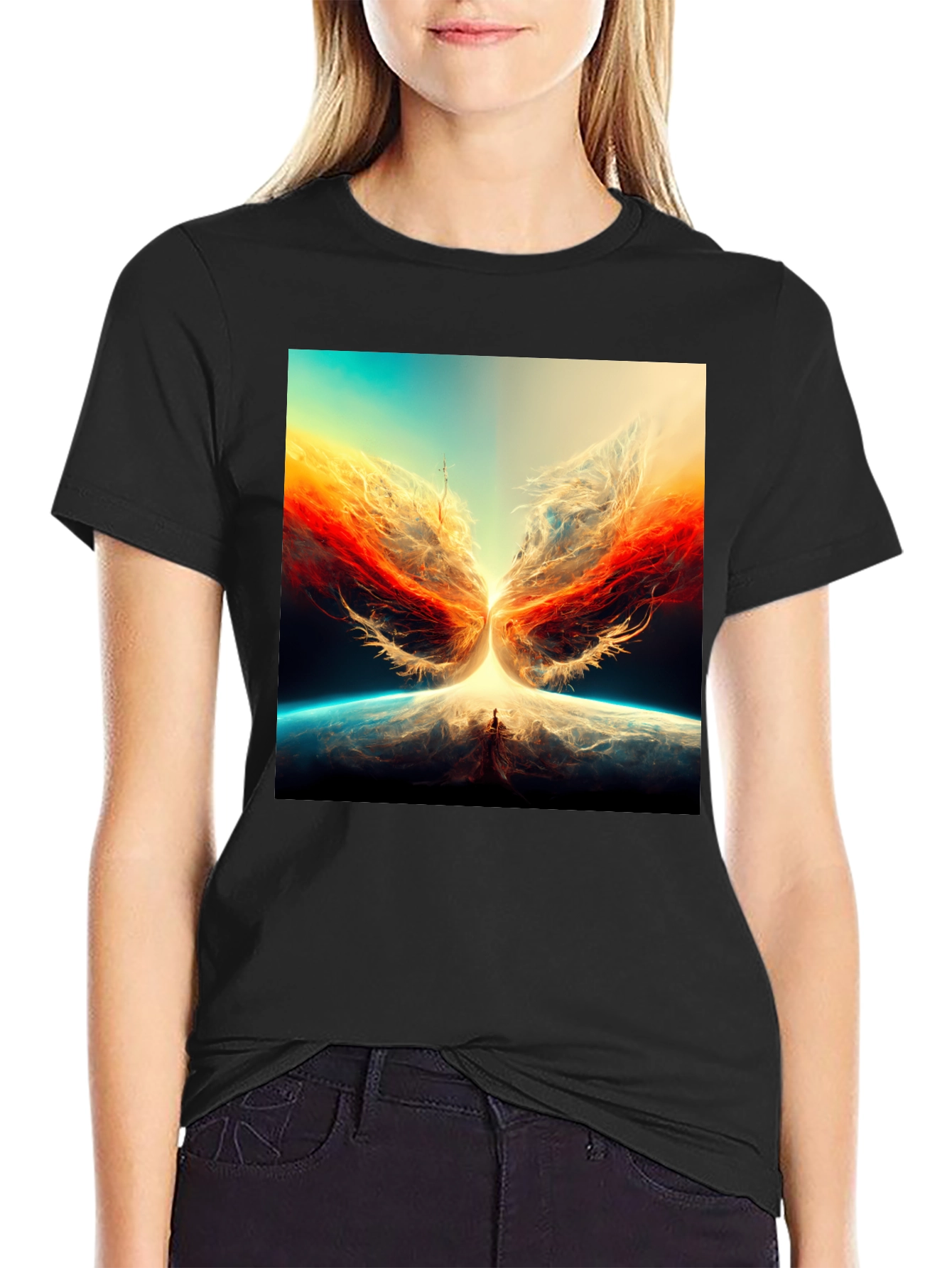 Abstract Phoenix Graphic Print Tee