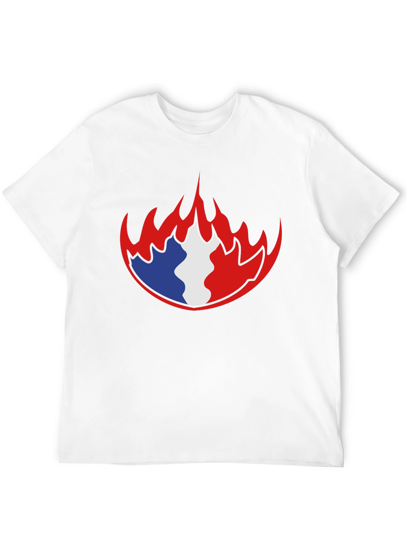 French Flag Fire Graphic Black T-Shirt