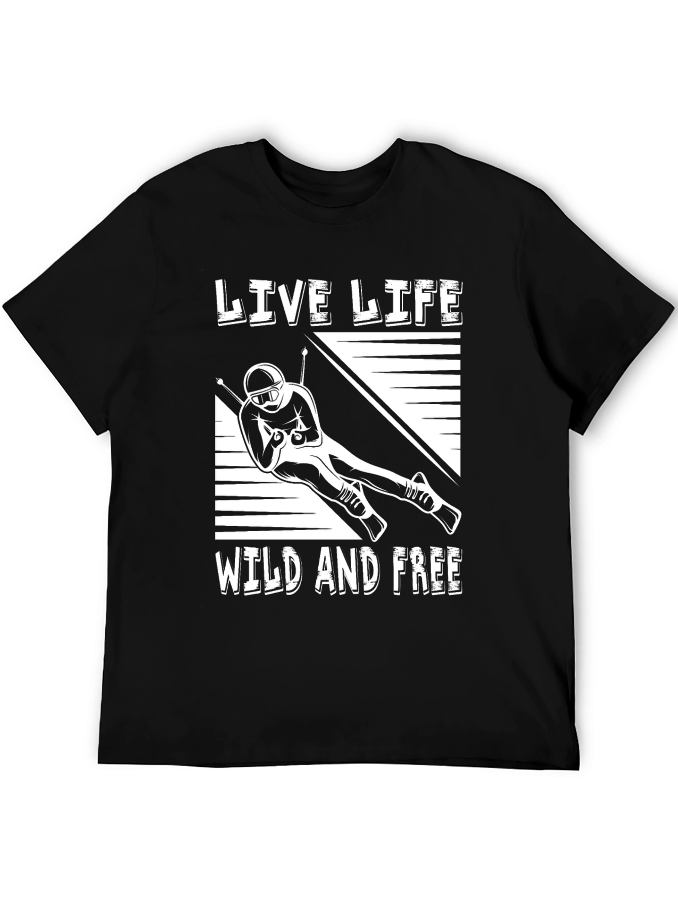 Live Life Wild and Free Skiing T-Shirt