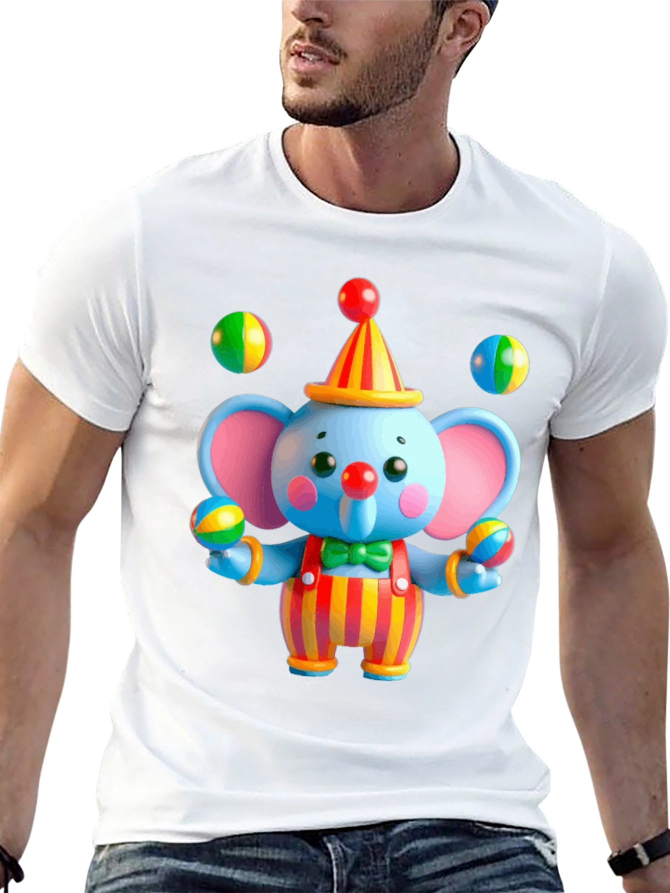 Clown Elephant Graphic T-Shirt