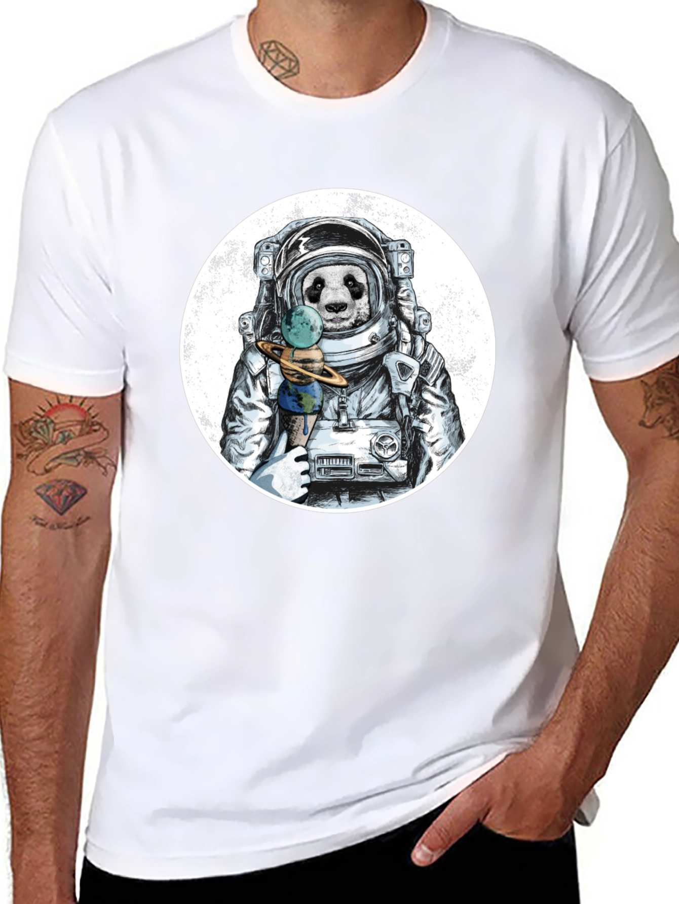 Astronaut Panda Graphic T-Shirt - Unique Design