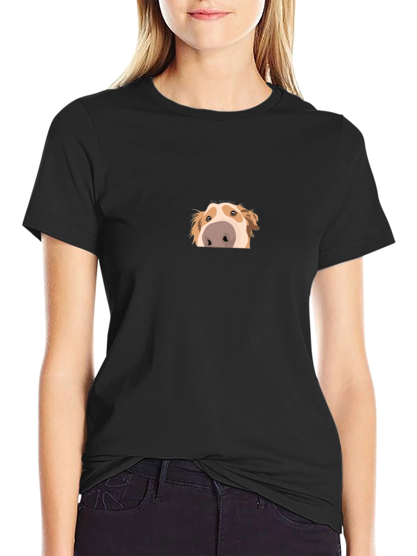 Peek-a-Boo Dog Graphic Black Tee