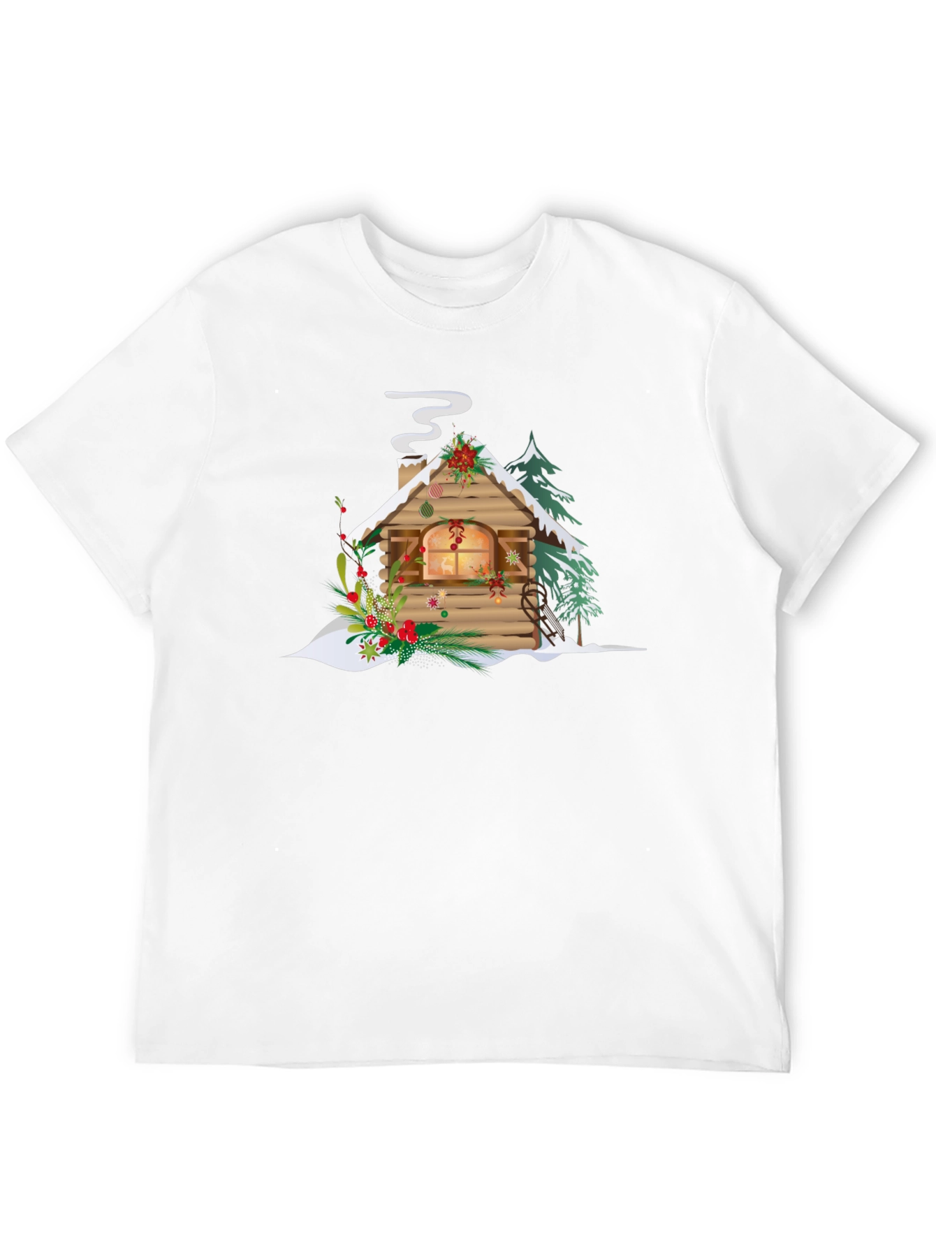Christmas Cabin Graphic Tee - Holiday Season Apparel