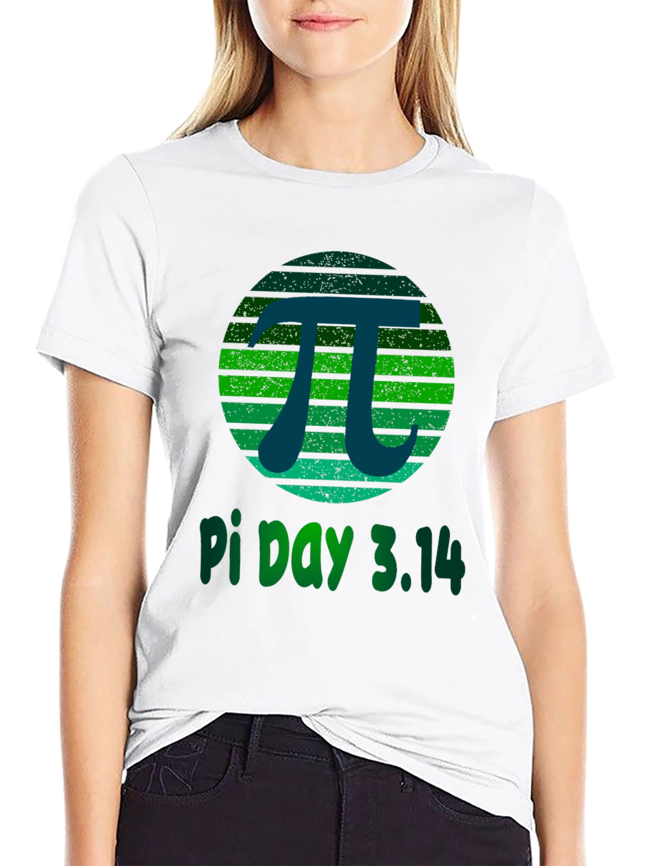 Pi Day 3.14 T-Shirt - Green Grunge Design