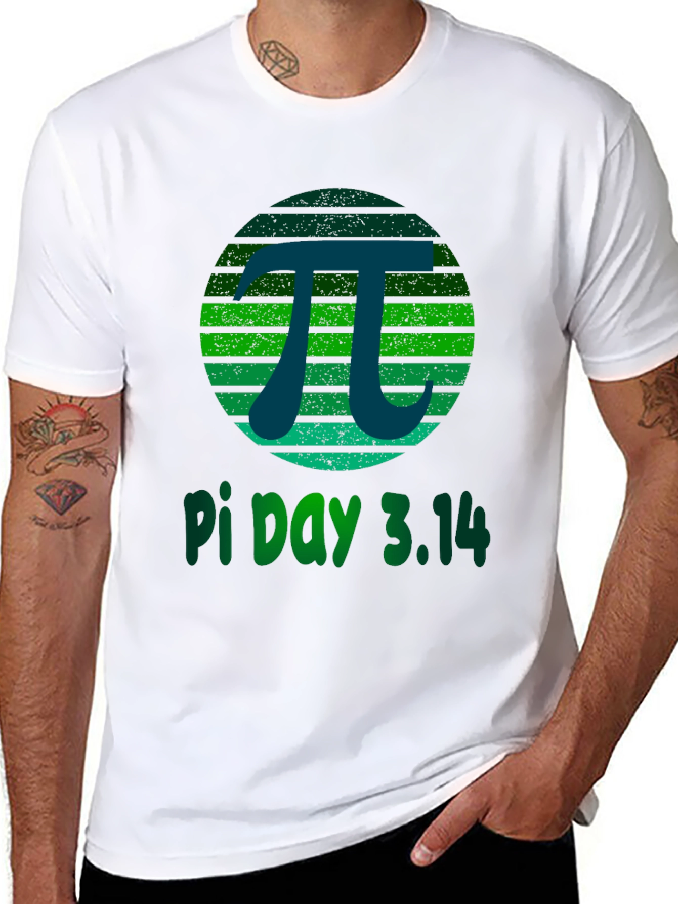 Pi Day 3.14 T-Shirt - Green Grunge Design