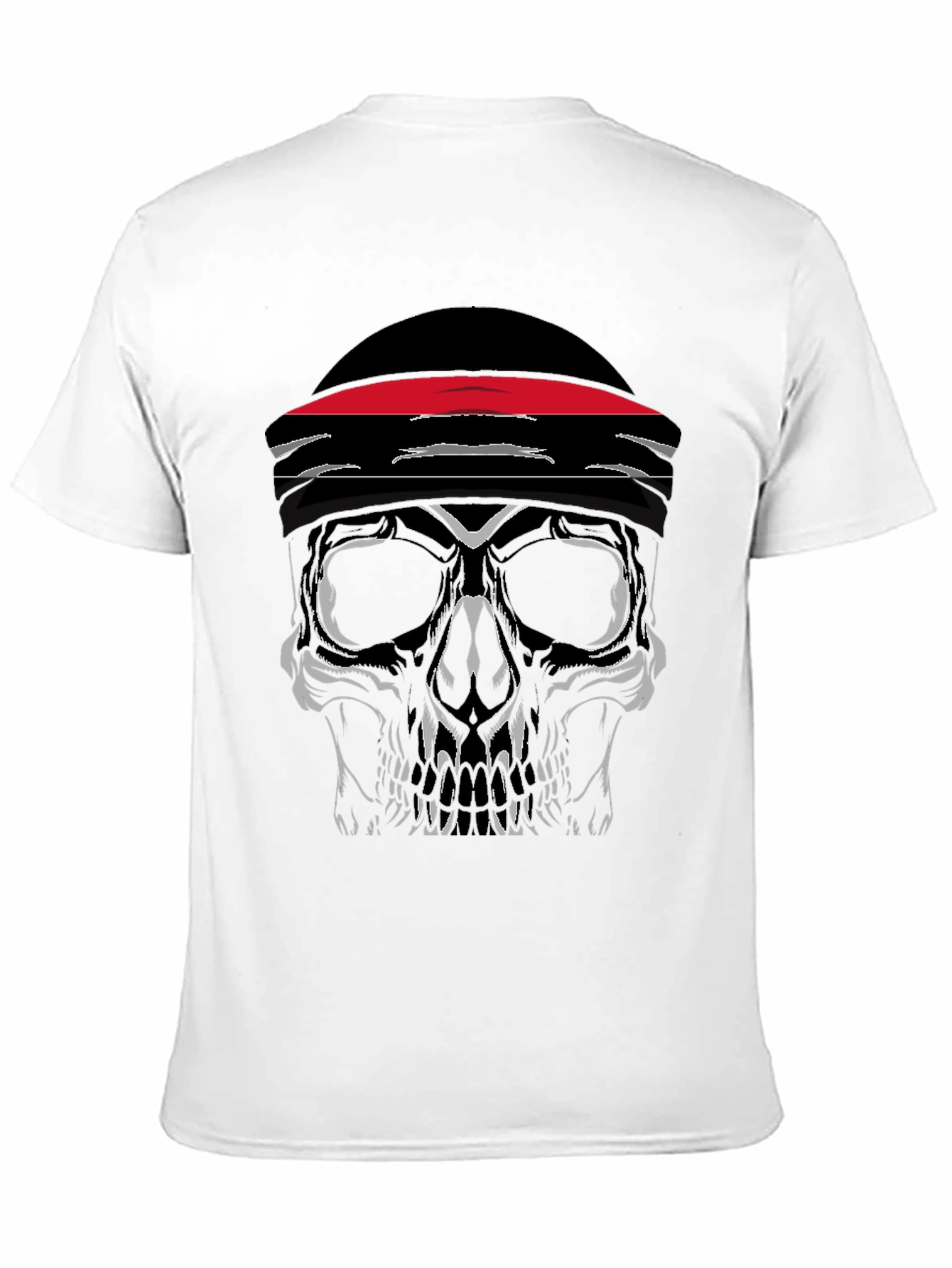 Skull with Headband Graphic Tee - Black