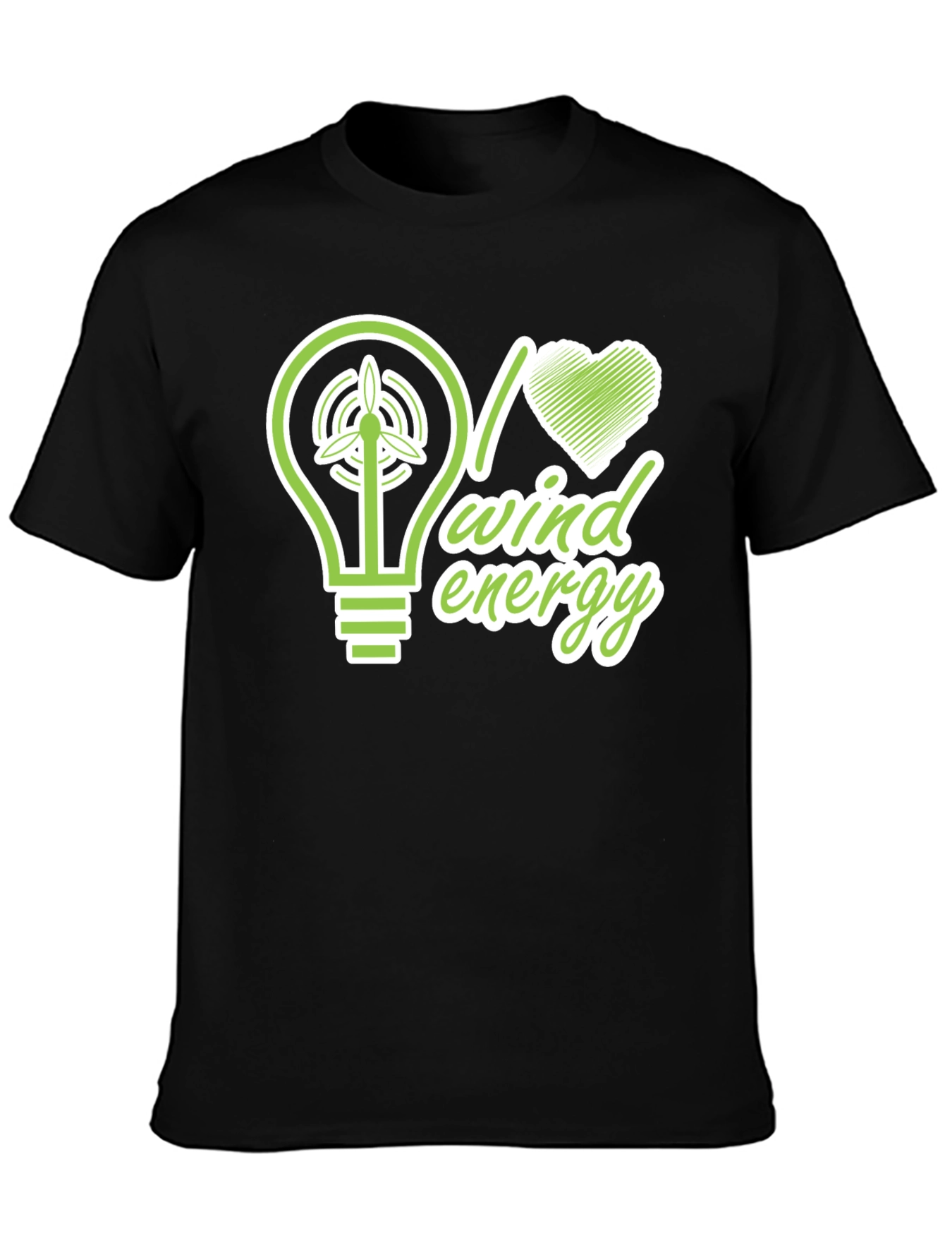 I Love Wind Energy Black T-Shirt