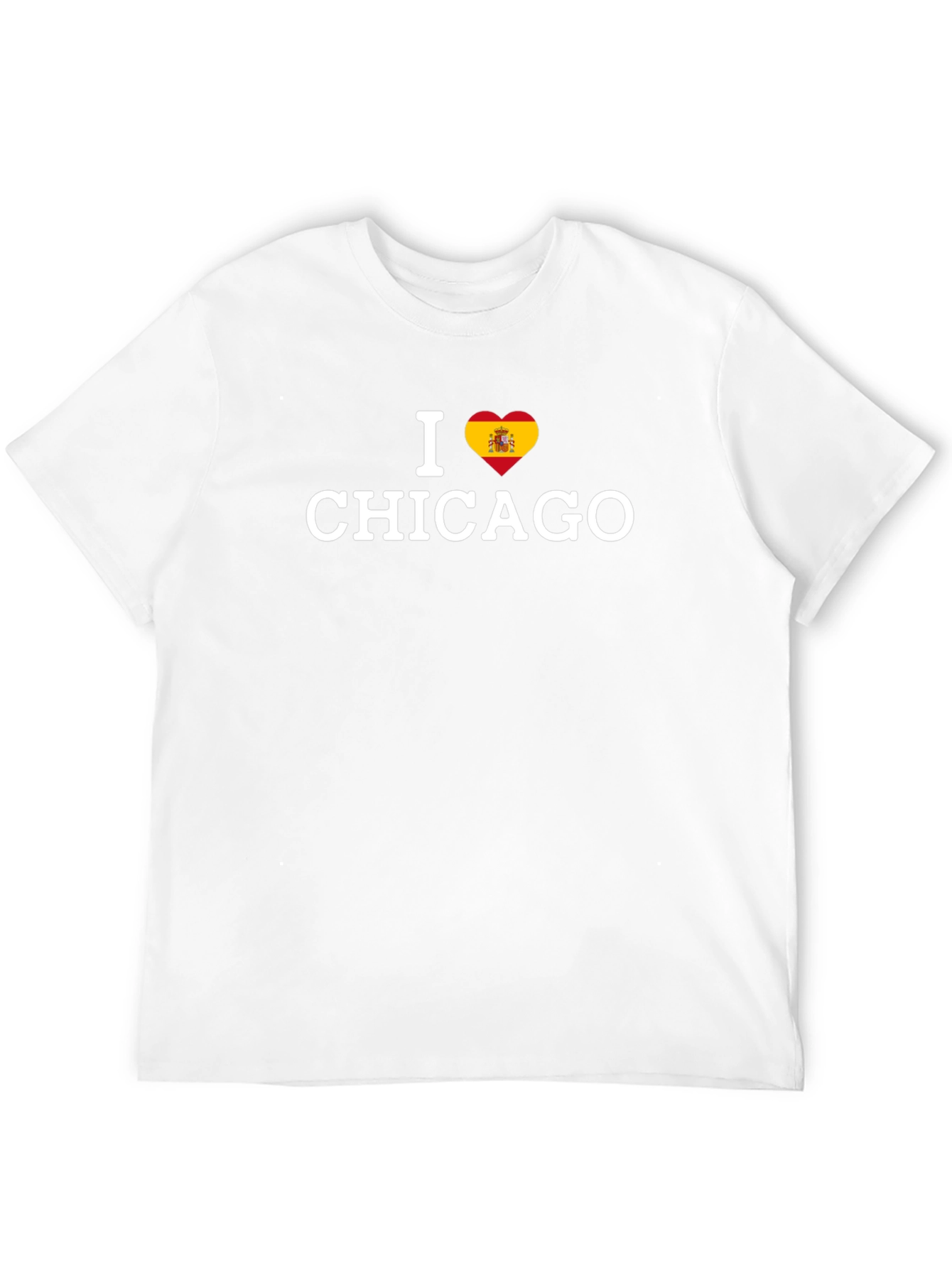 I Love Chicago Spain Flag Heart T-Shirt