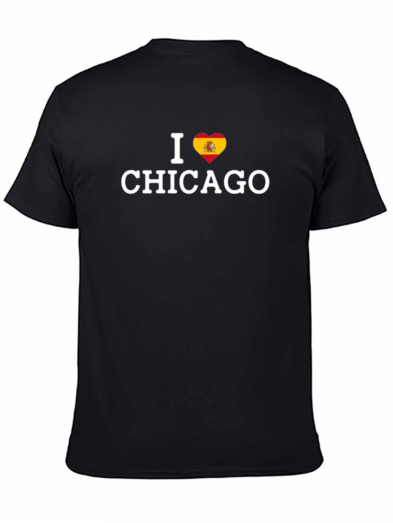 I Love Chicago Spain Flag Heart T-Shirt
