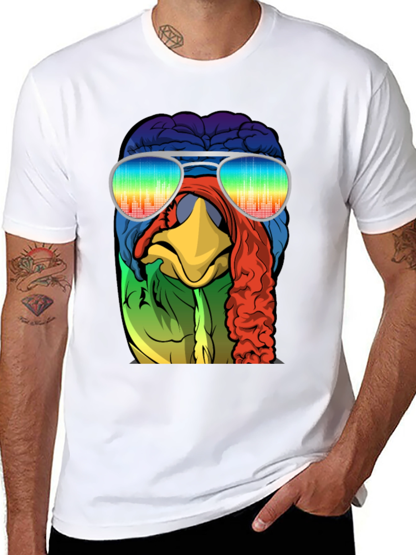 Cool Turkey Brain Rainbow Sunglasses T-Shirt