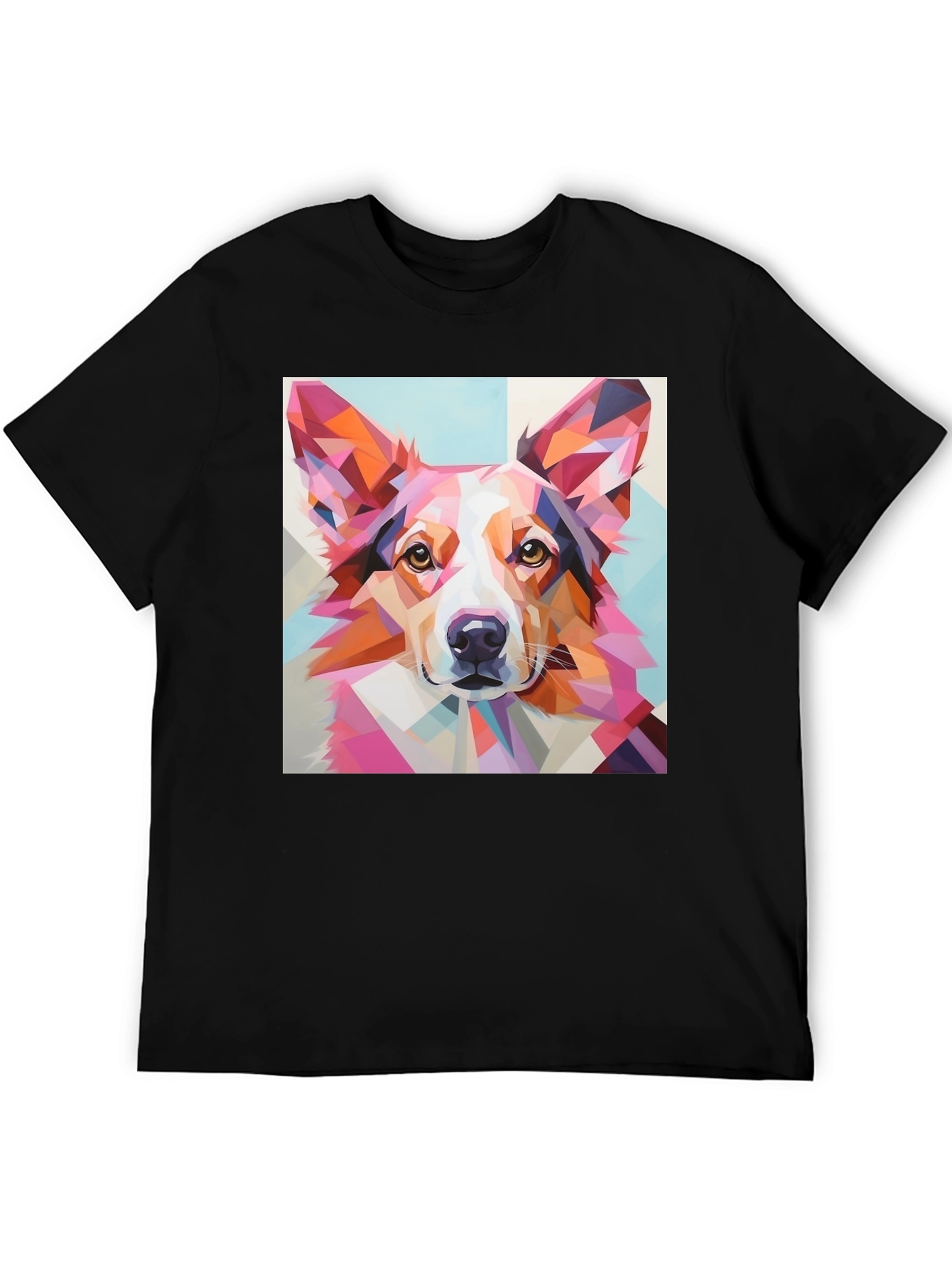 Geometric Dog Print T-Shirt - Unique Abstract Art Tee