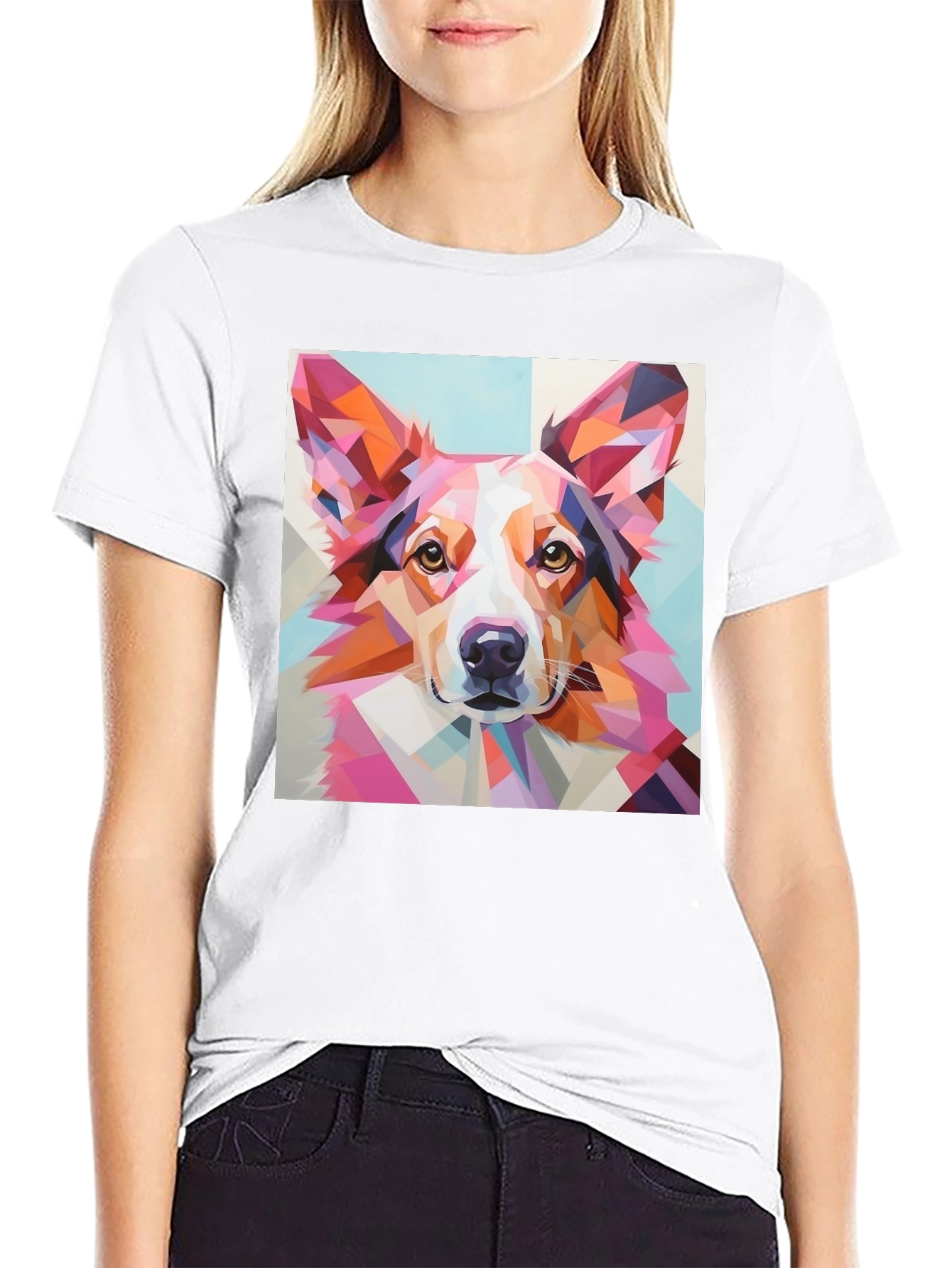 Geometric Dog Print T-Shirt - Unique Abstract Art Tee