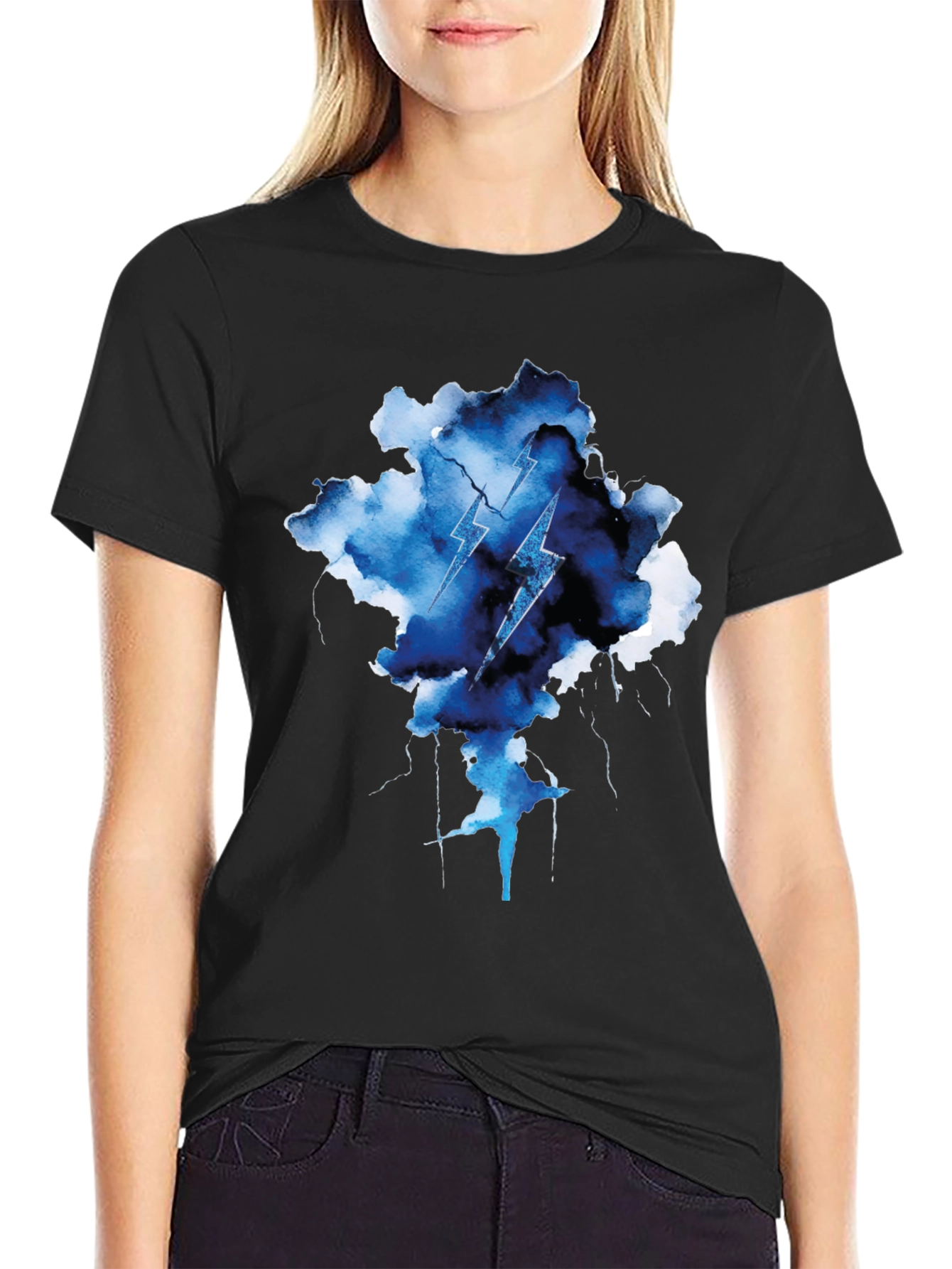 Lightning Bolt Cloud Graphic Tee - Black