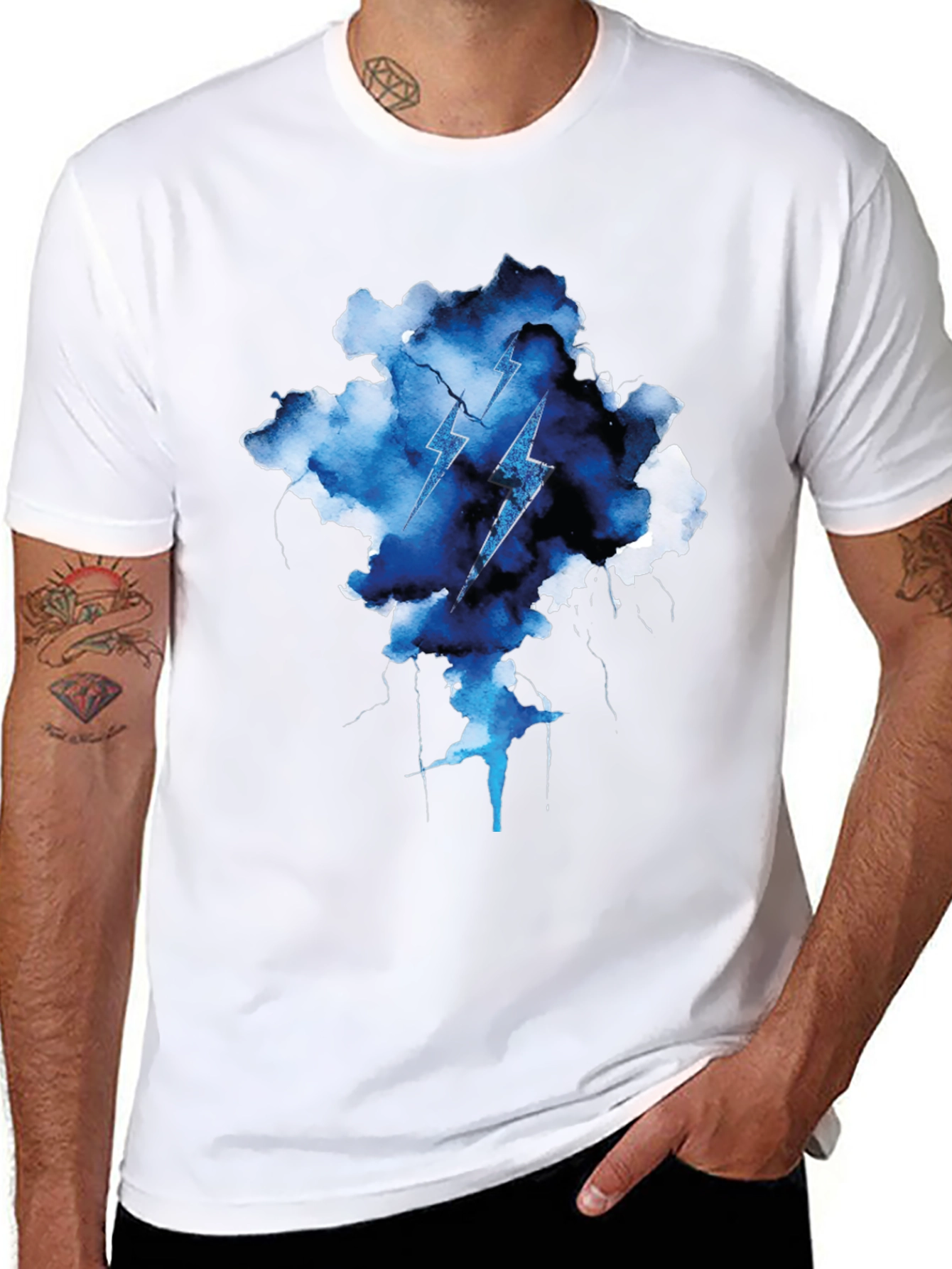 Lightning Bolt Cloud Graphic Tee - Black