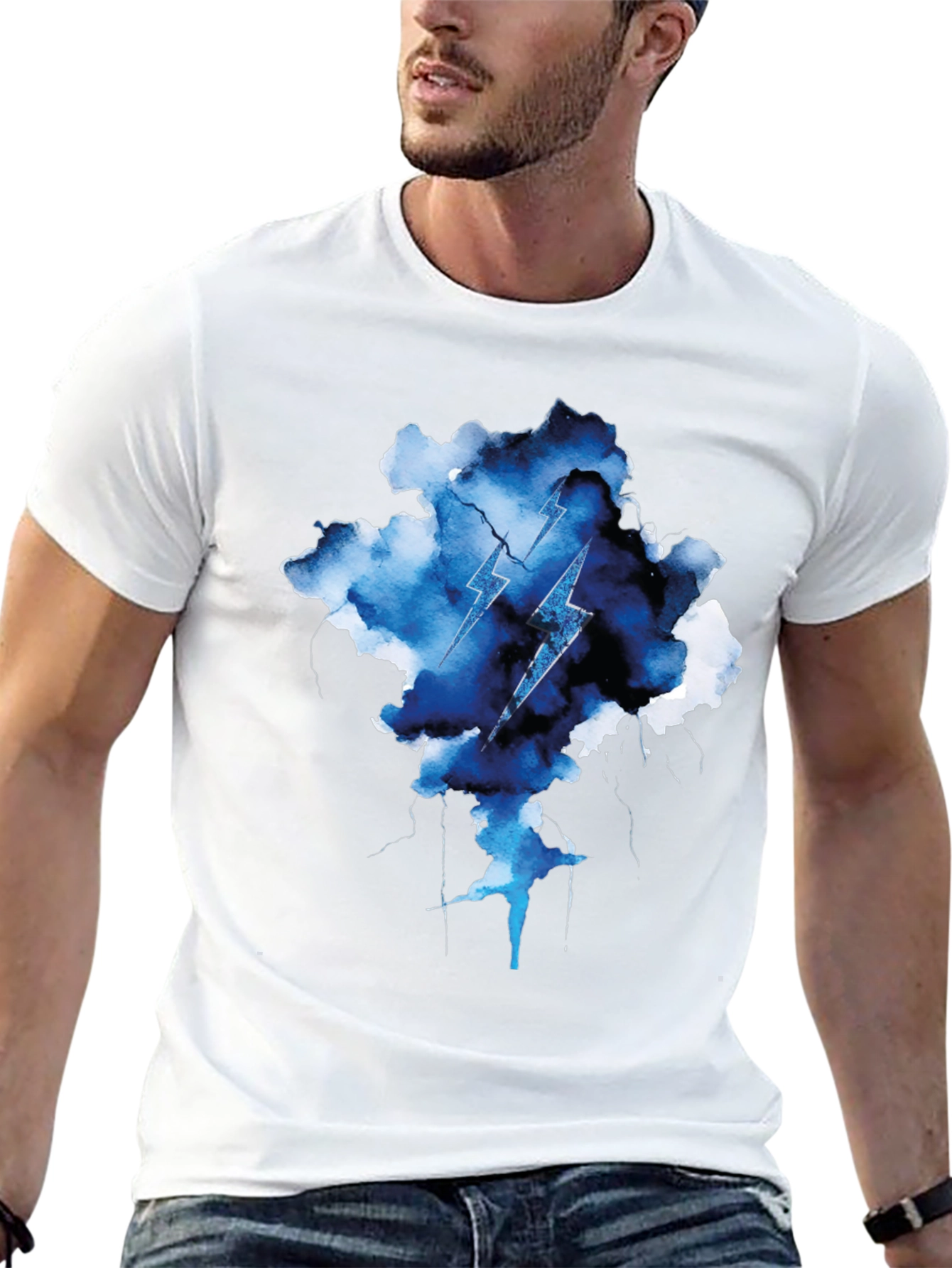 Lightning Bolt Cloud Graphic Tee - Black