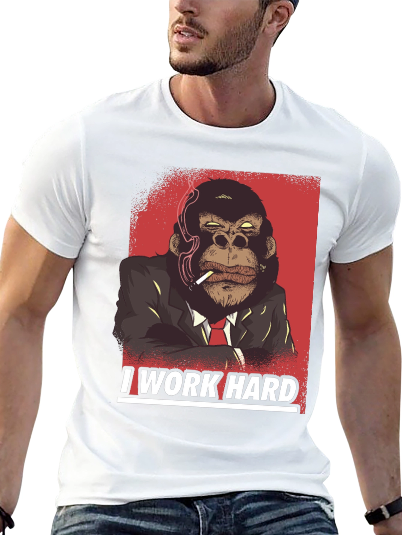 I Work Hard Gorilla Graphic T-Shirt