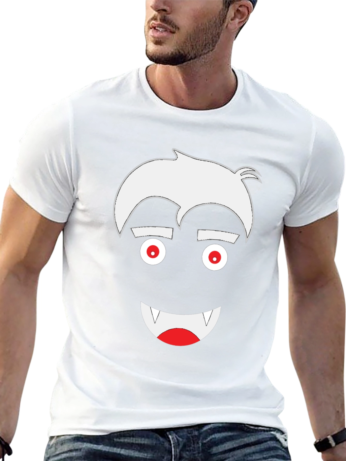 Vampire Cartoon Graphic Tee - Mens Black T-Shirt