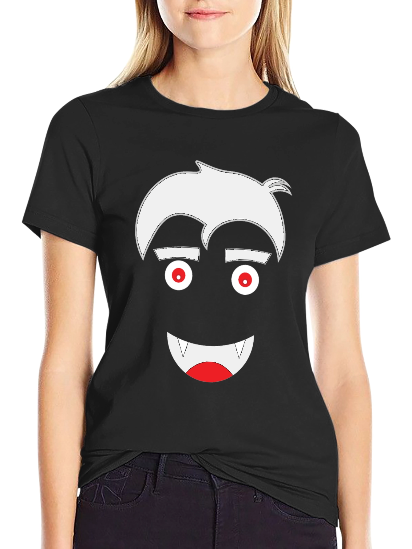 Vampire Cartoon Graphic Tee - Mens Black T-Shirt