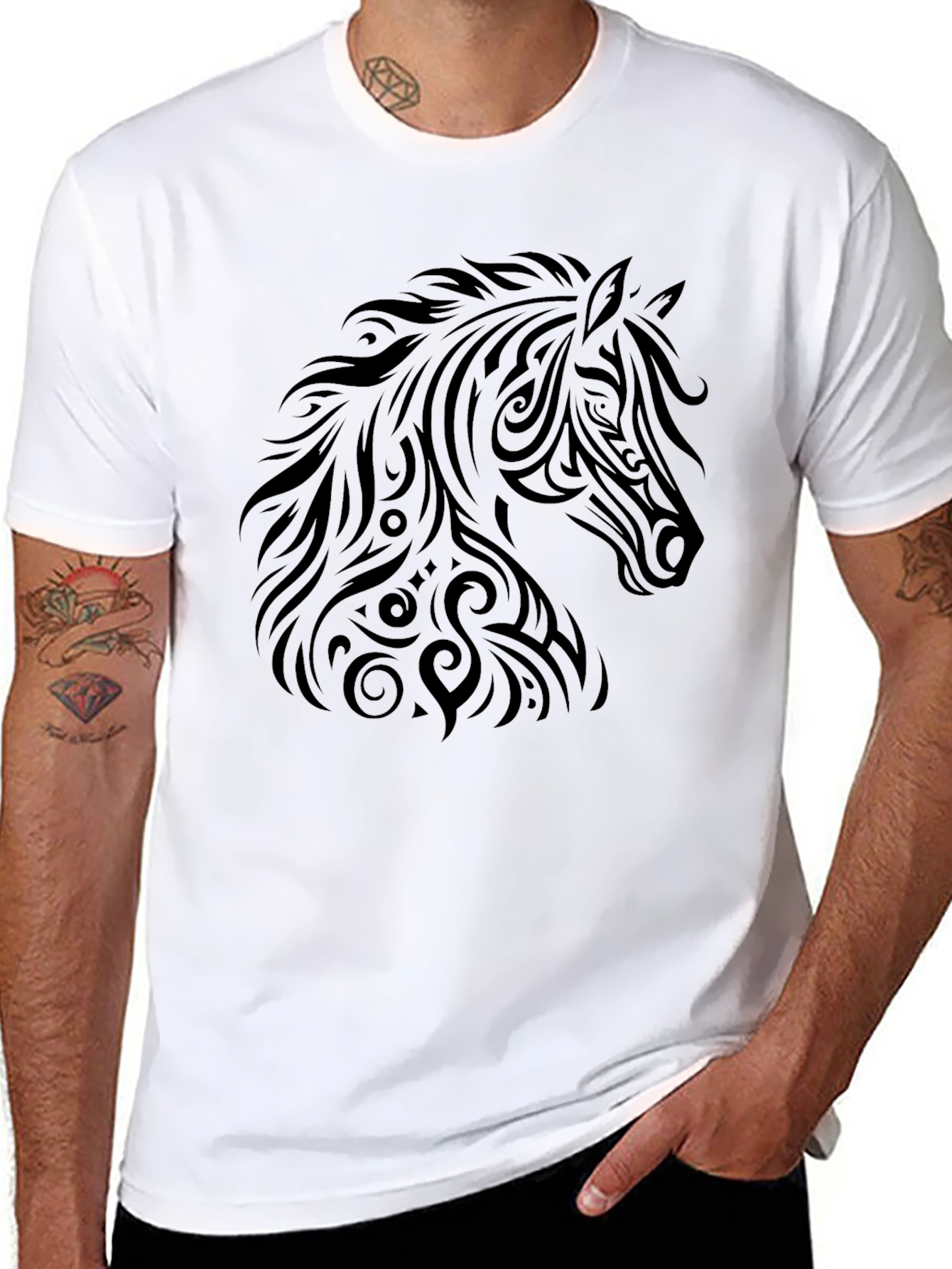 Tribal Horse Graphic Tee - Black