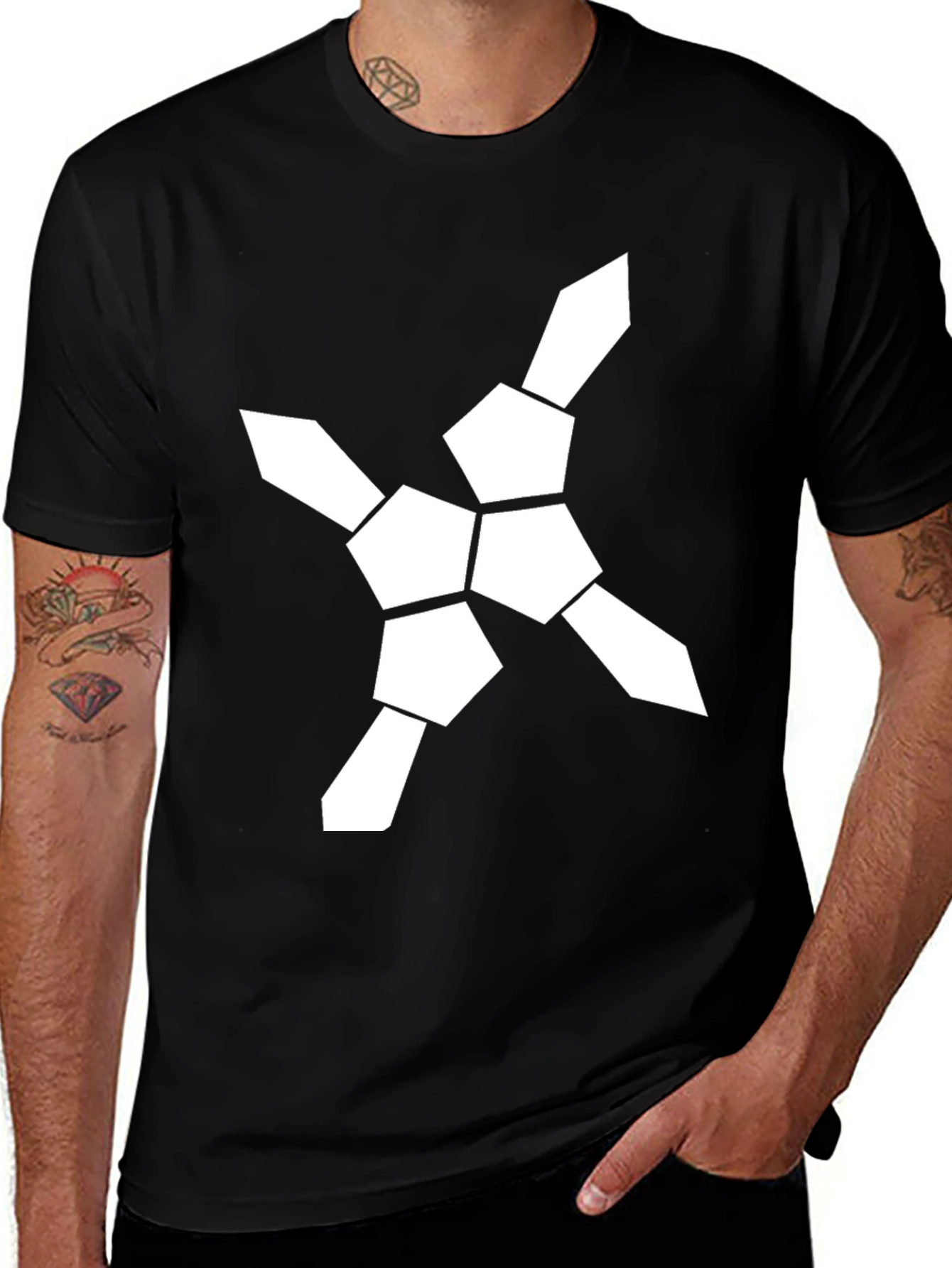 Geometric Graphic Tee - Modern Design Black T-Shirt