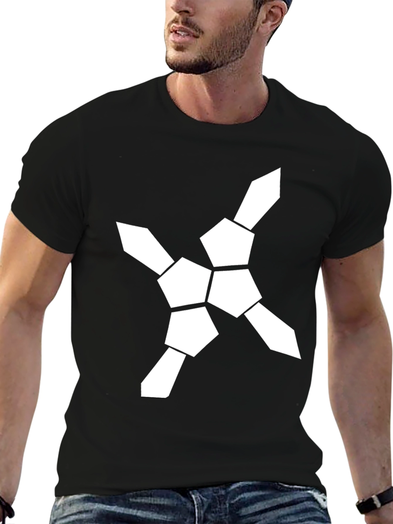 Geometric Graphic Tee - Modern Design Black T-Shirt