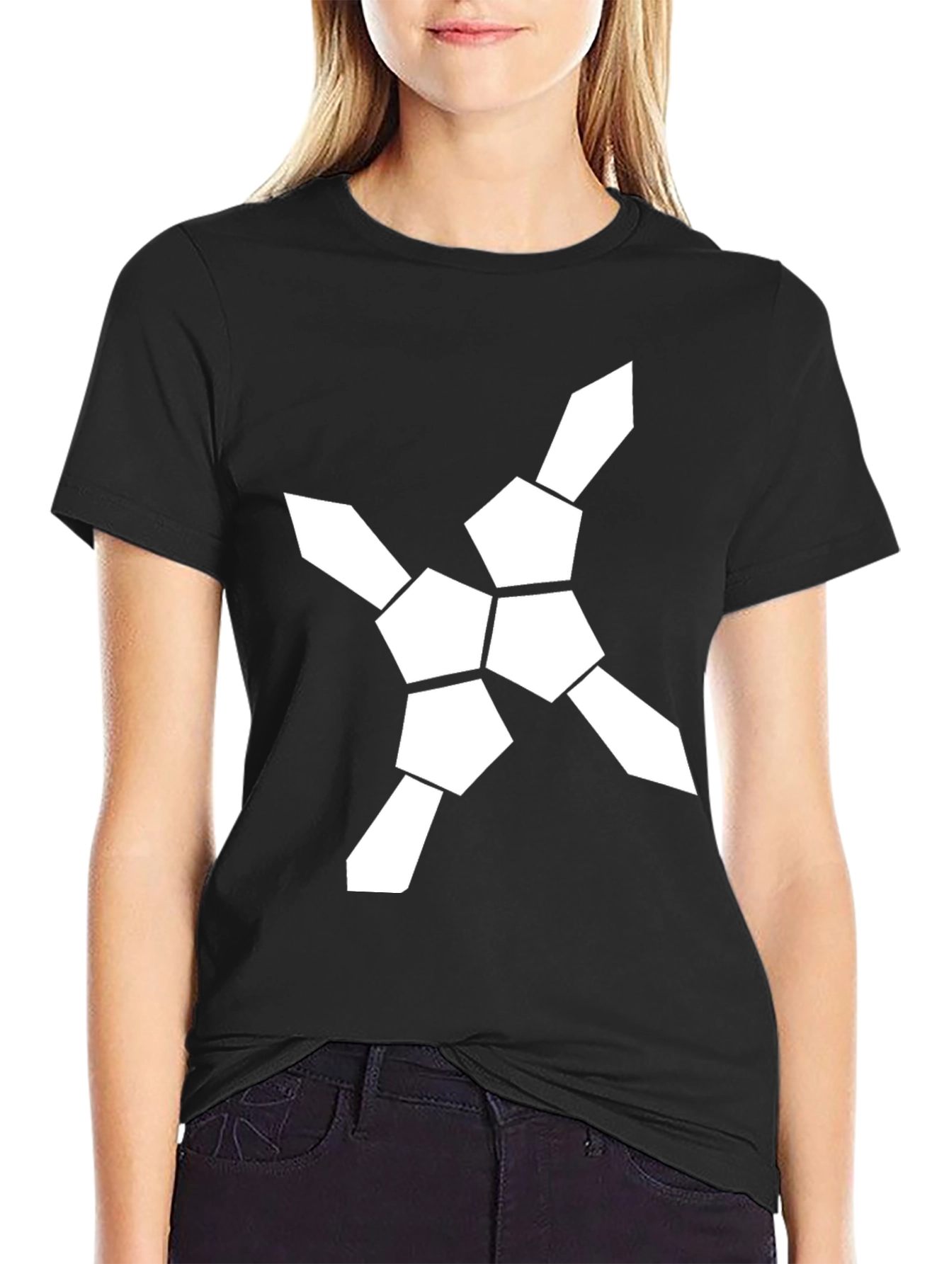 Geometric Graphic Tee - Modern Design Black T-Shirt
