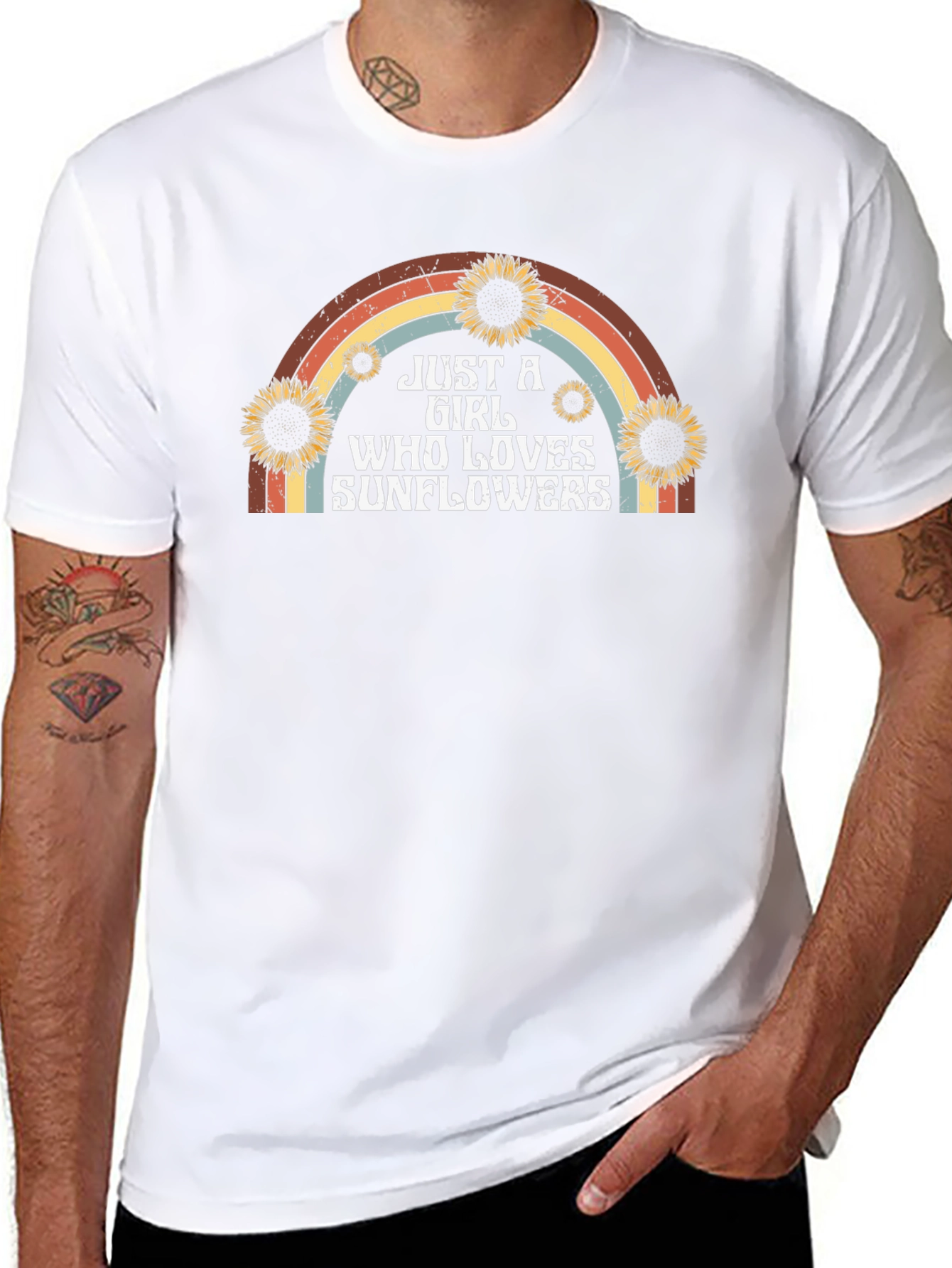 Sunflower Lover Rainbow Graphic Tee
