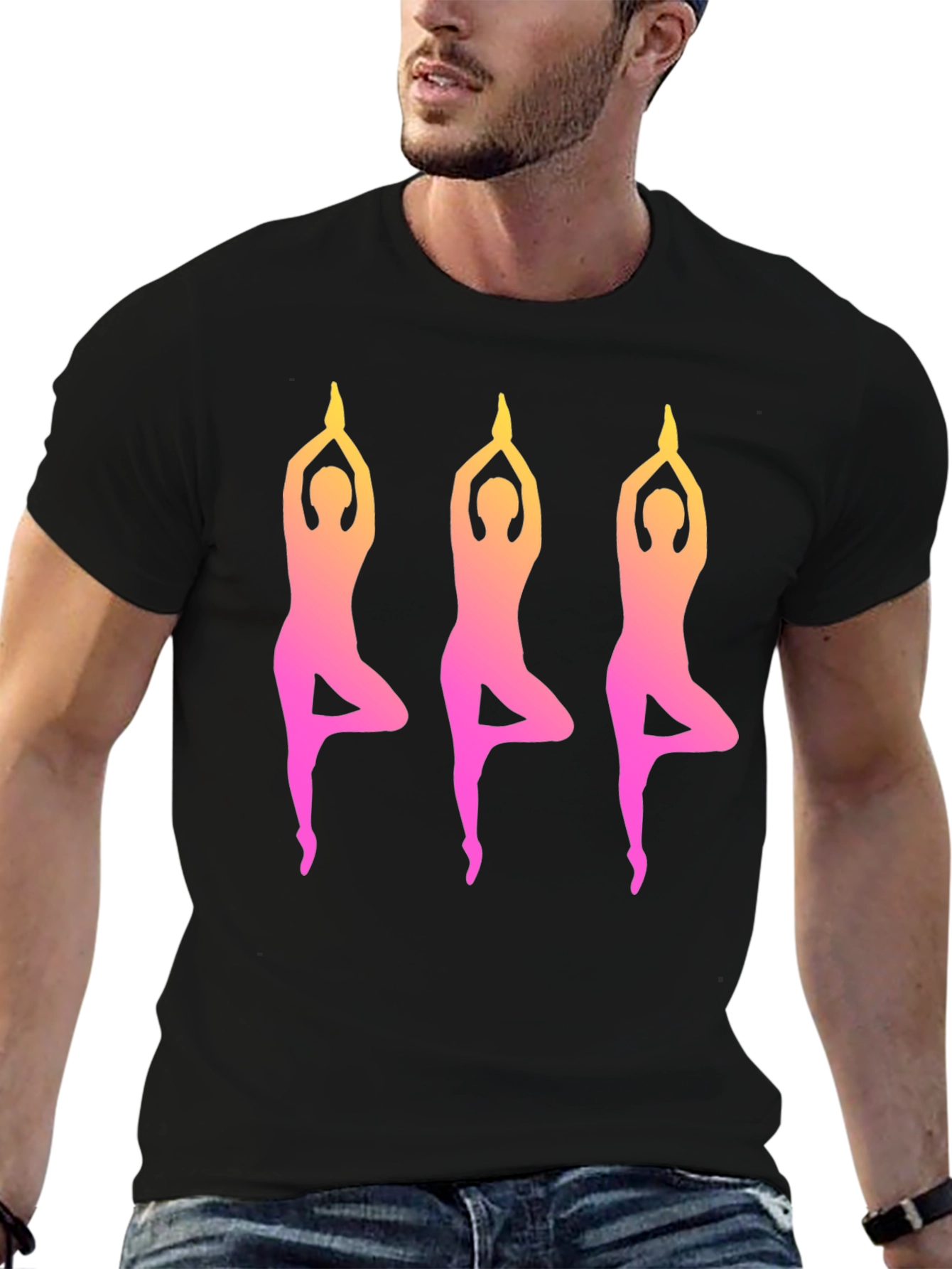 Yoga Pose Graphic Black T-Shirt