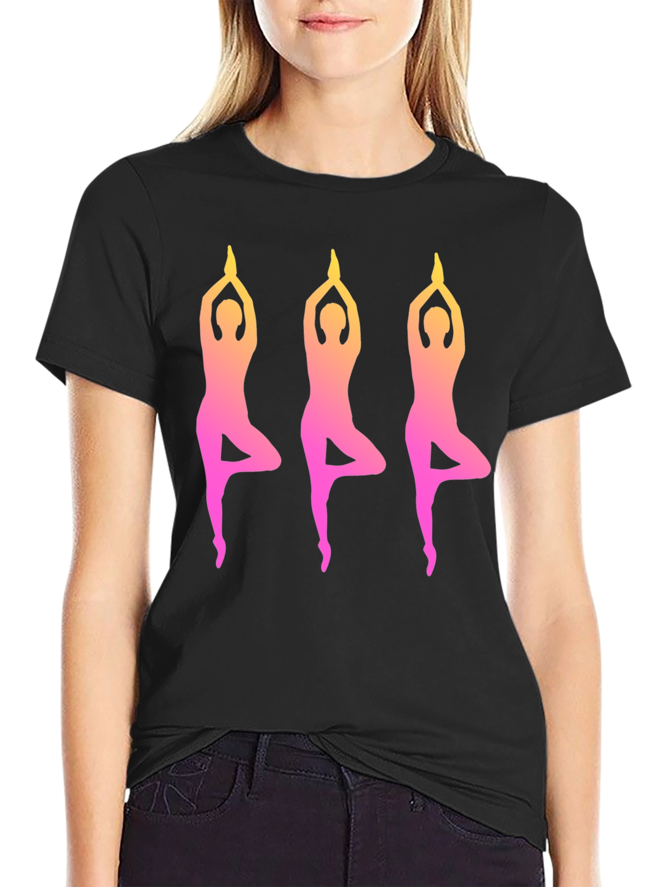 Yoga Pose Graphic Black T-Shirt