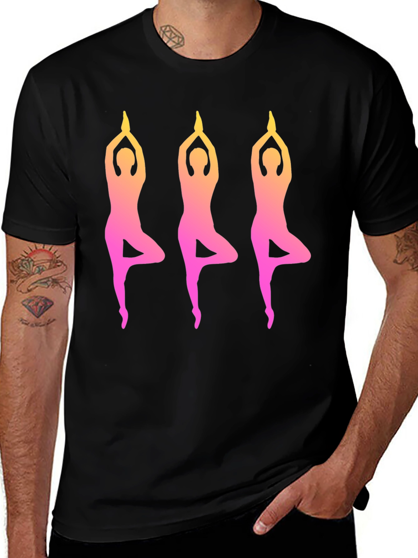 Yoga Pose Graphic Black T-Shirt