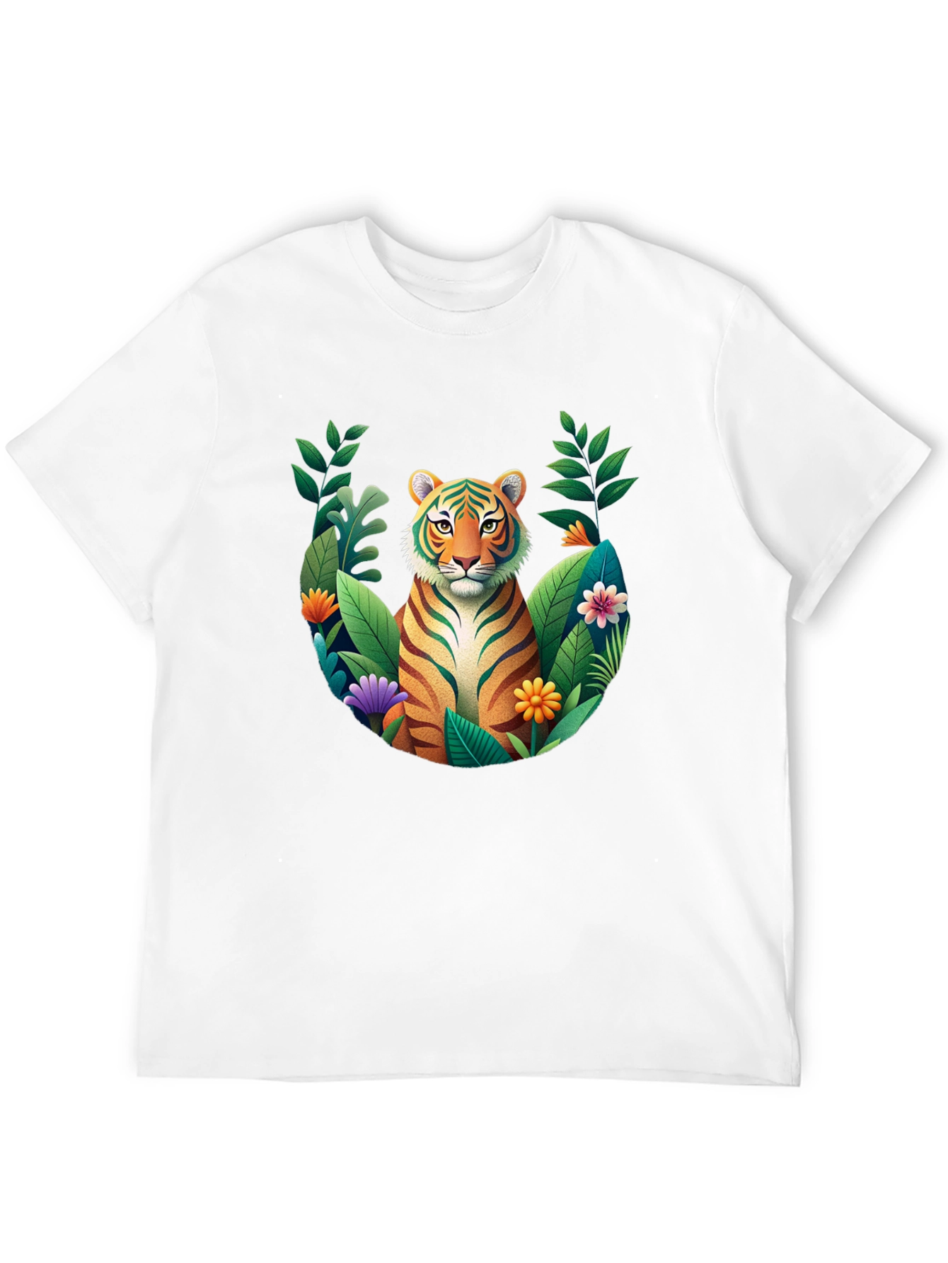 Tiger Floral Graphic Black T-Shirt