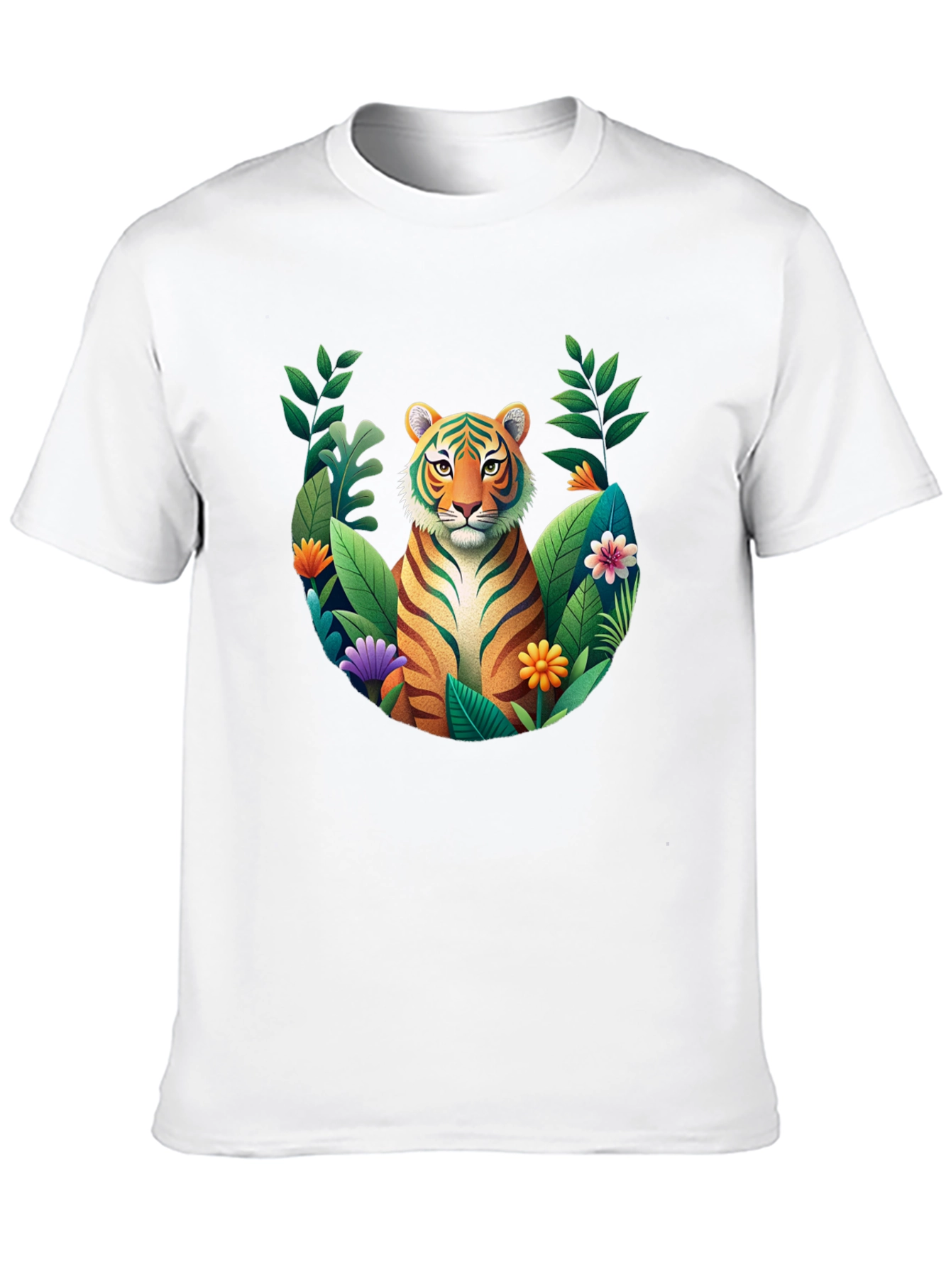 Tiger Floral Graphic Black T-Shirt