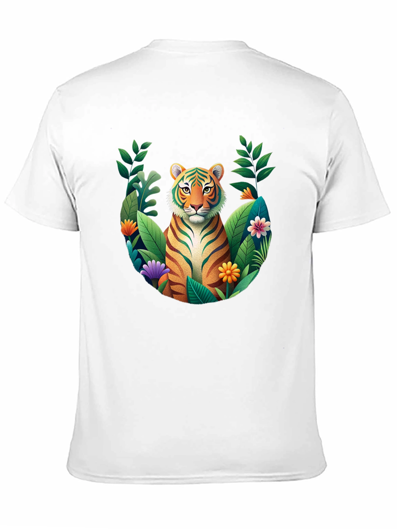 Tiger Floral Graphic Black T-Shirt