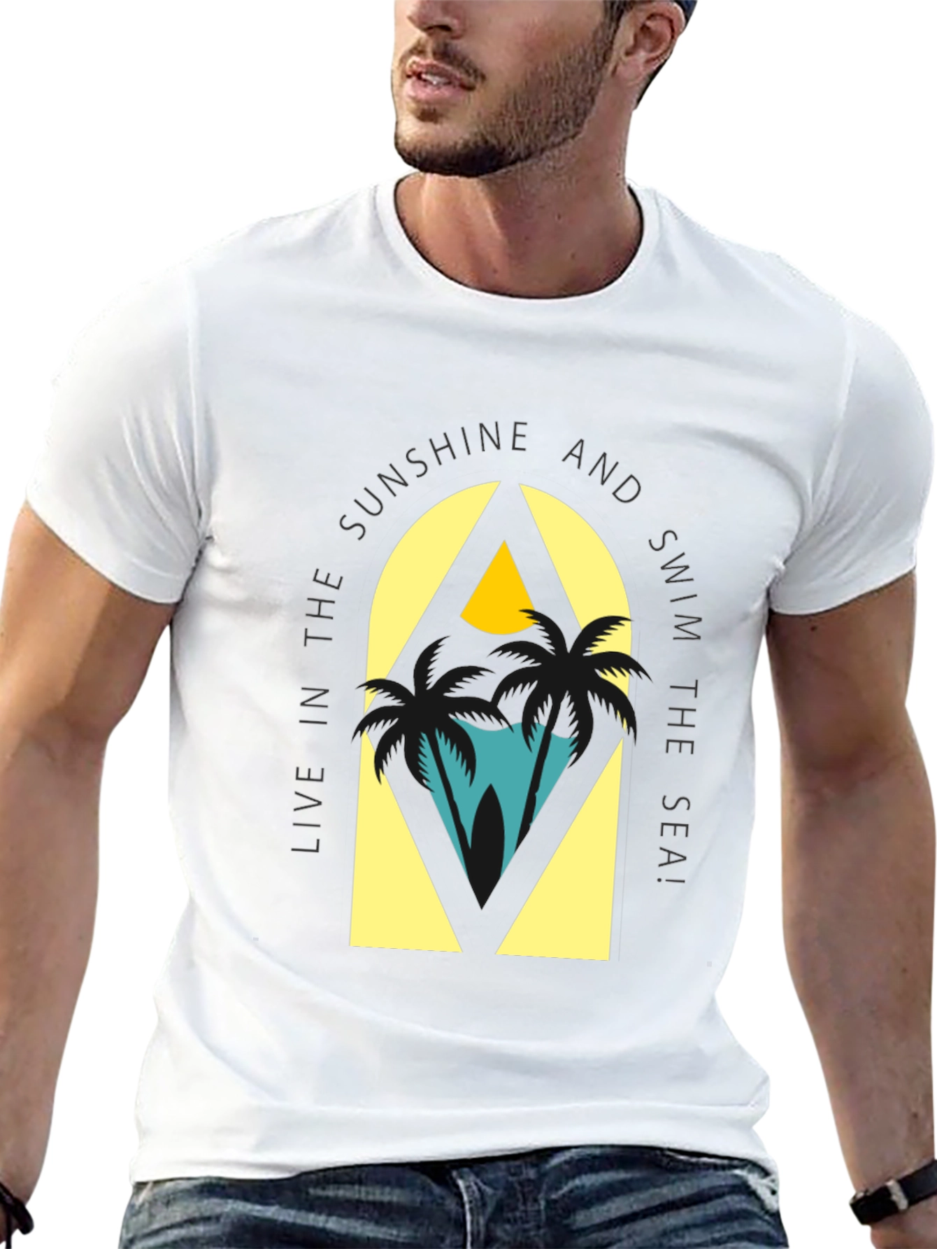 Sunshine & Sea Graphic Tee - Relaxed Black T-Shirt