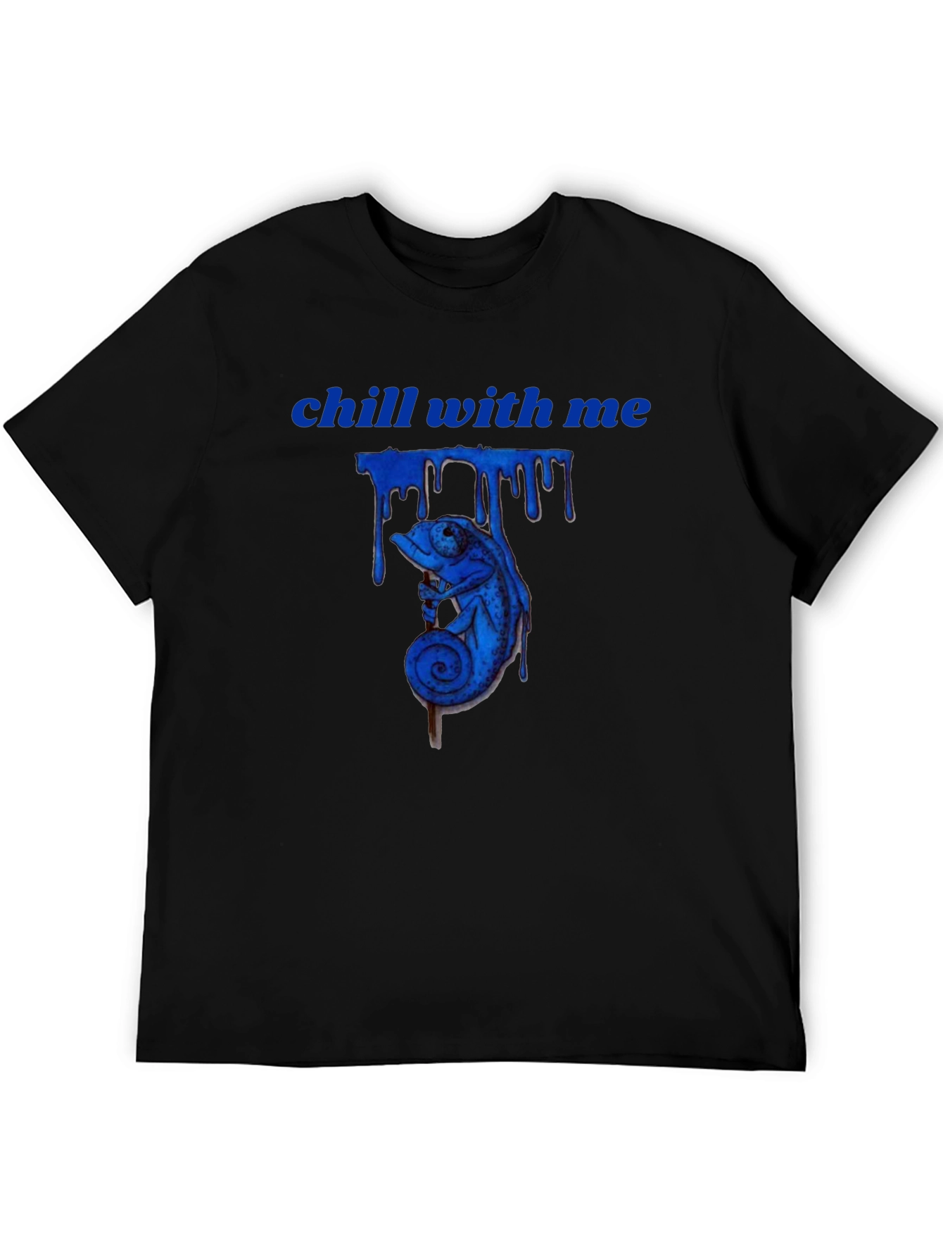 Chill With Me Chameleon Graphic Tee - Black